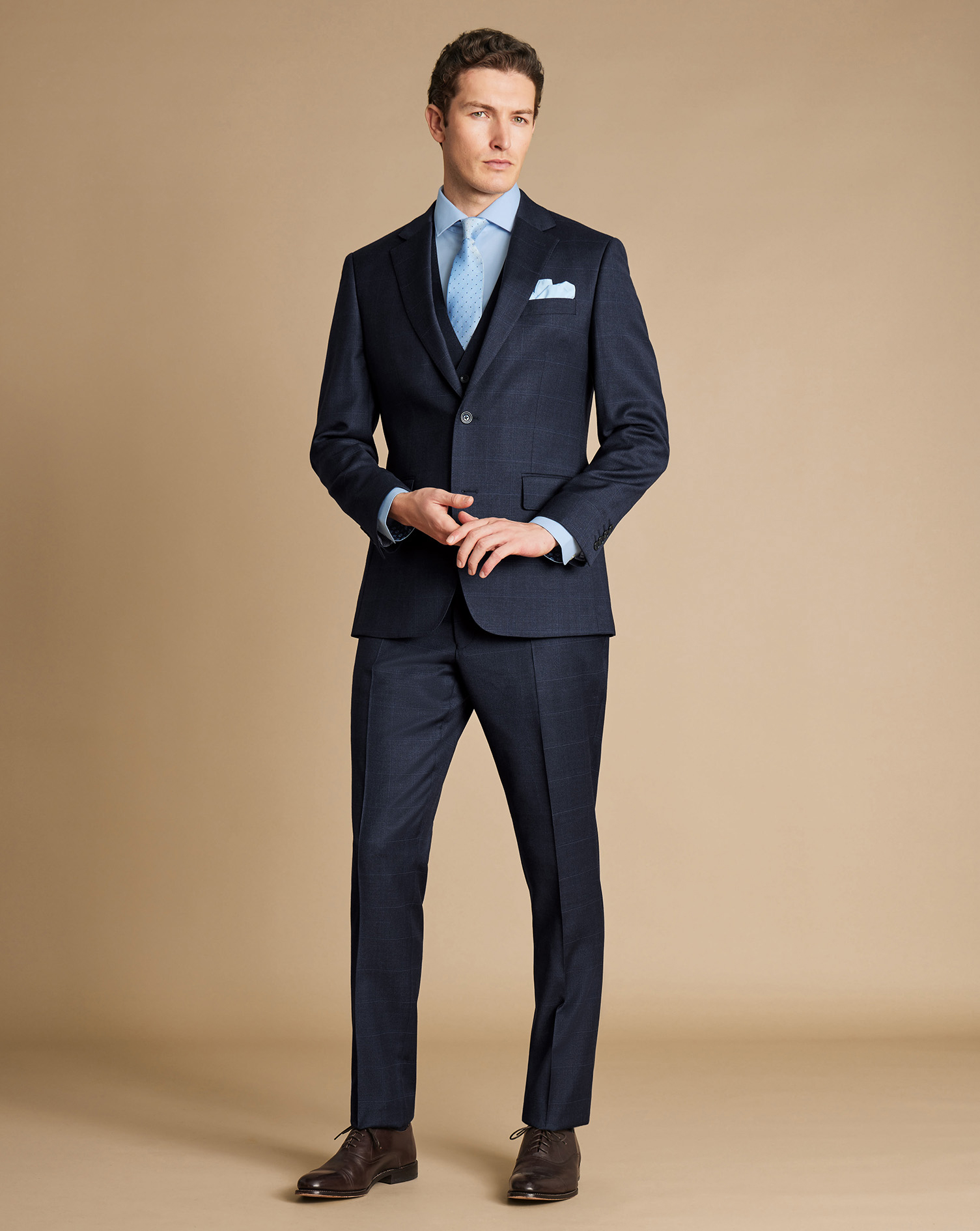 Windowpane Check Suit - Indigo Blue