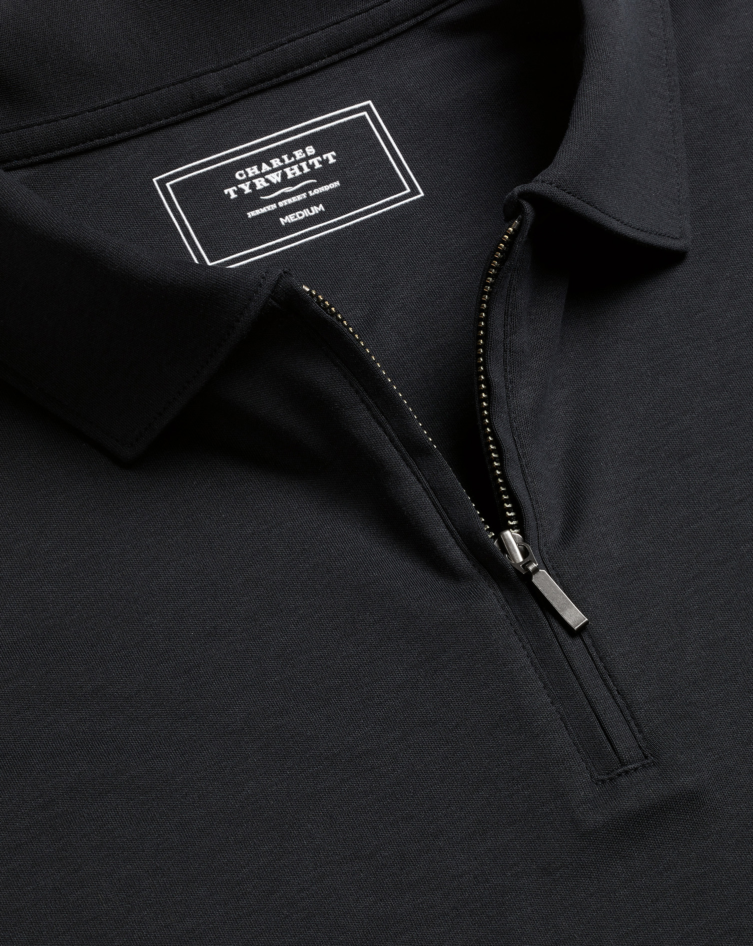 Zip-Neck Jersey Polo - Black