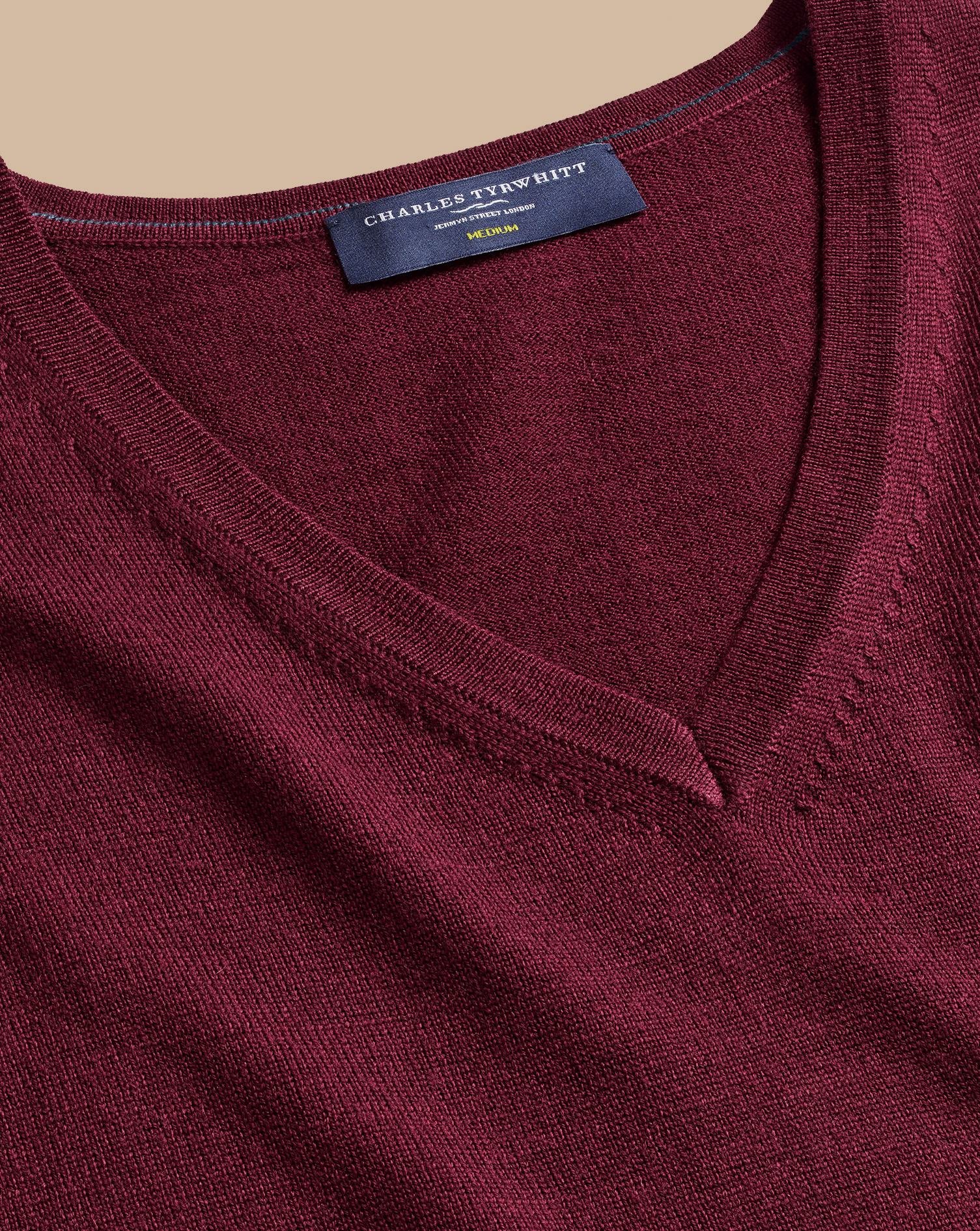 Merino V-Neck Jumper - Burgundy