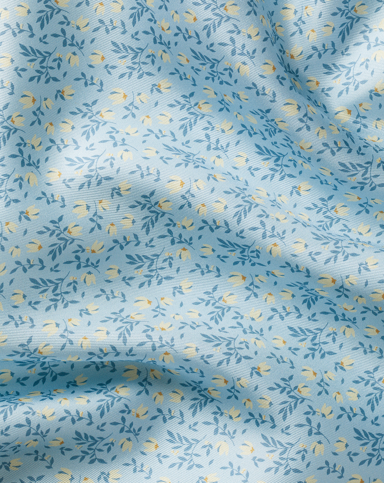 Floral Silk Pocket Square - Light Blue