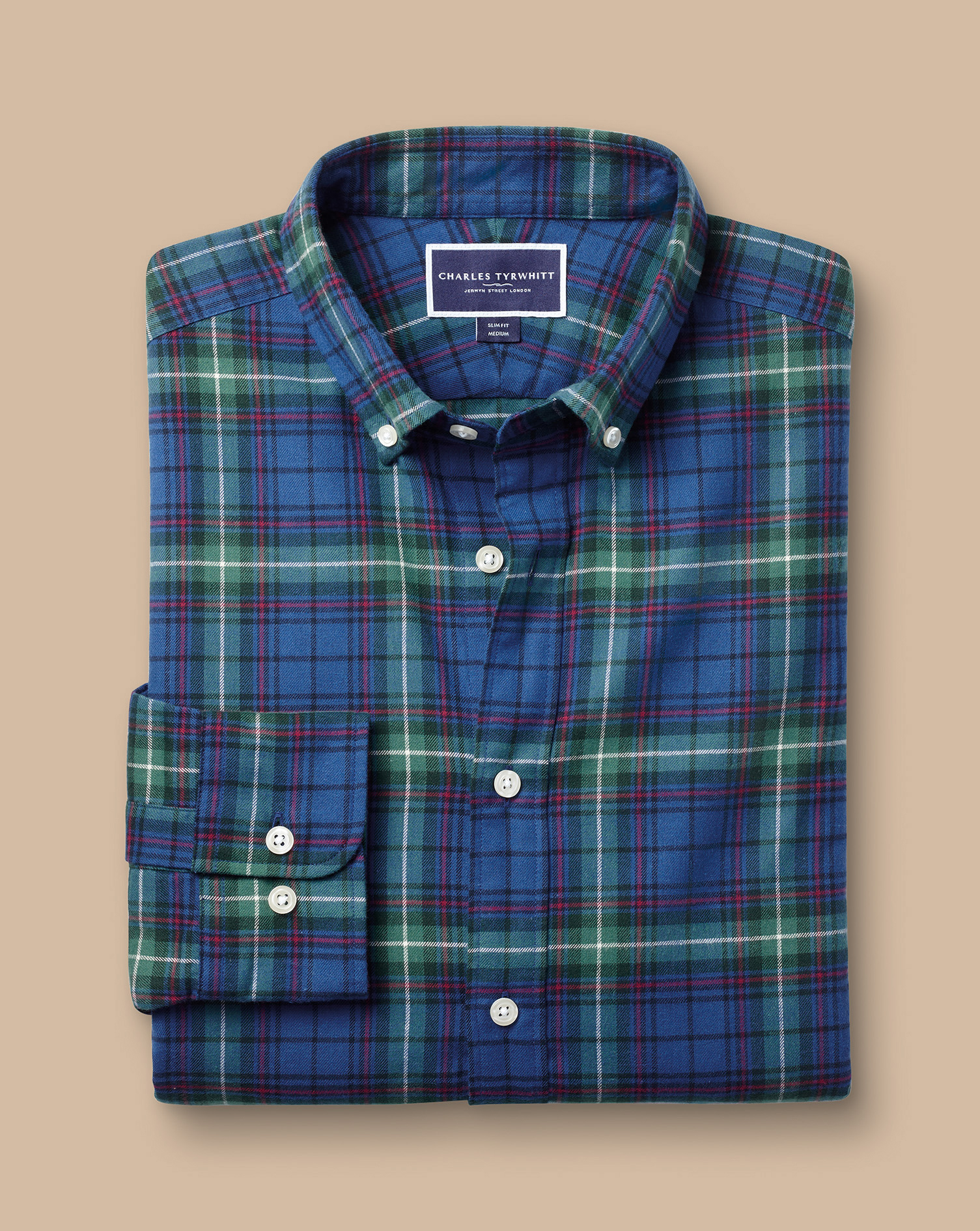 Brushed Flannel Multi Check Shirt - Green