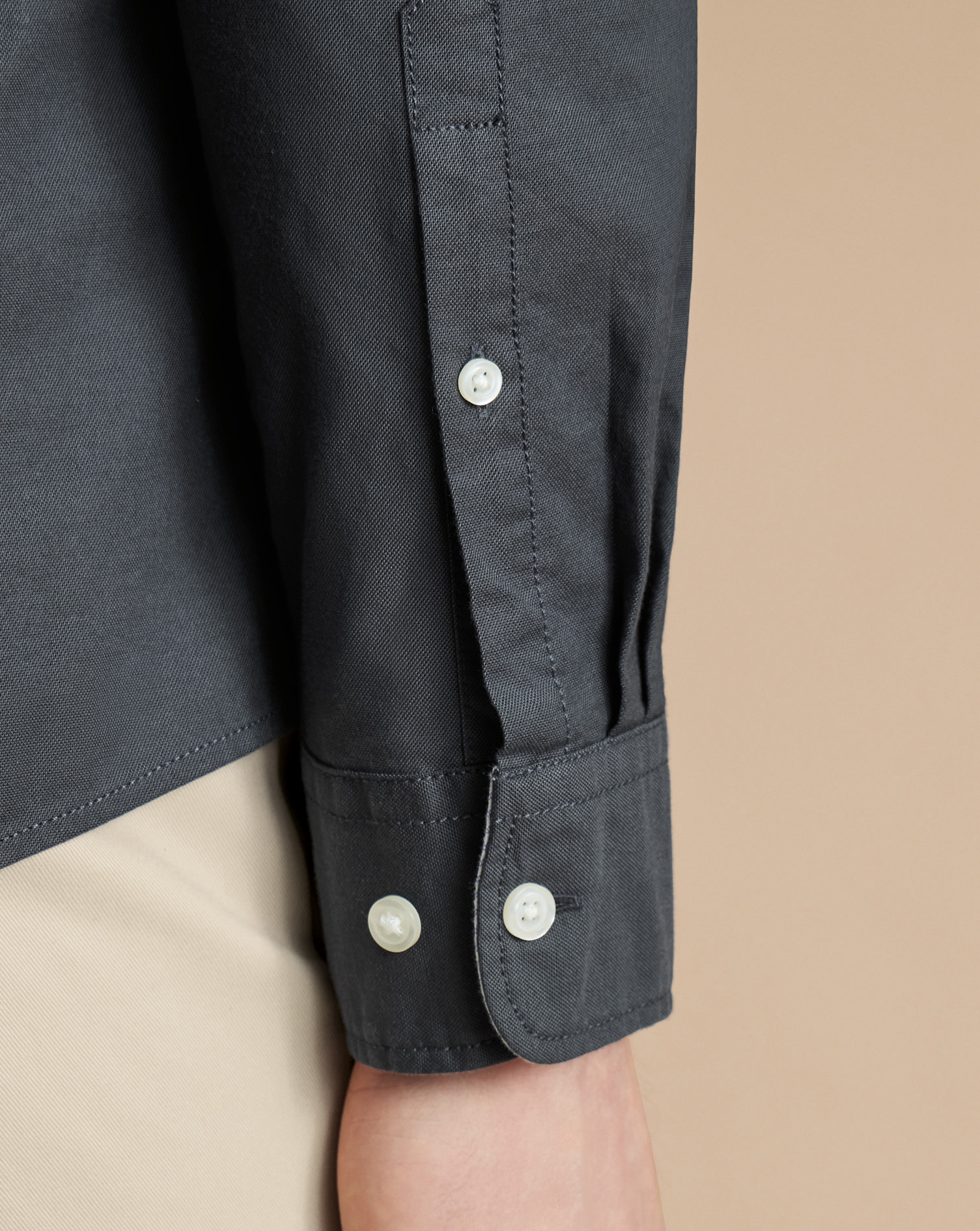 Button-Down Collar Stretch Washed Oxford Shirt - Slate Grey