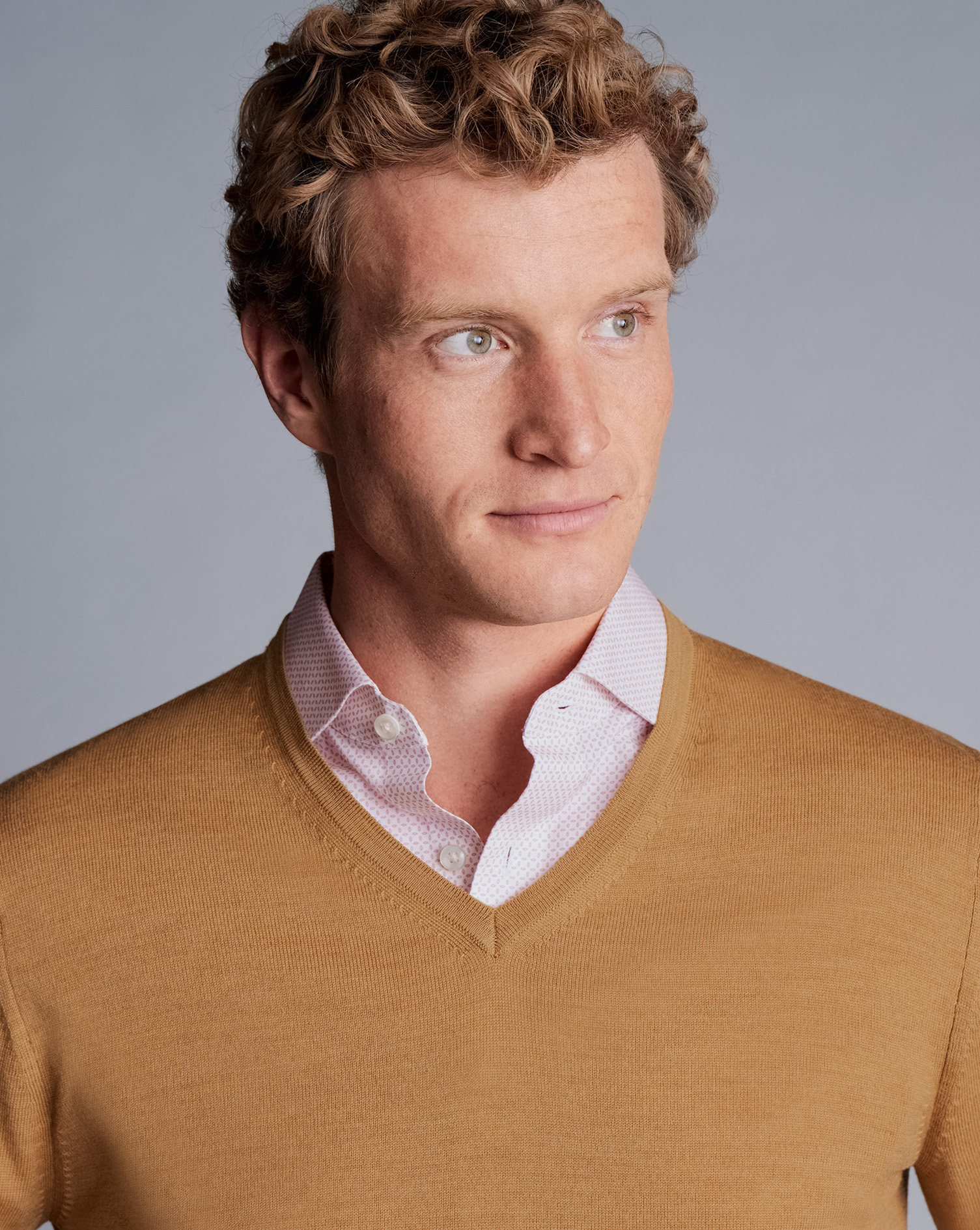 Merino V-Neck Jumper - Gold