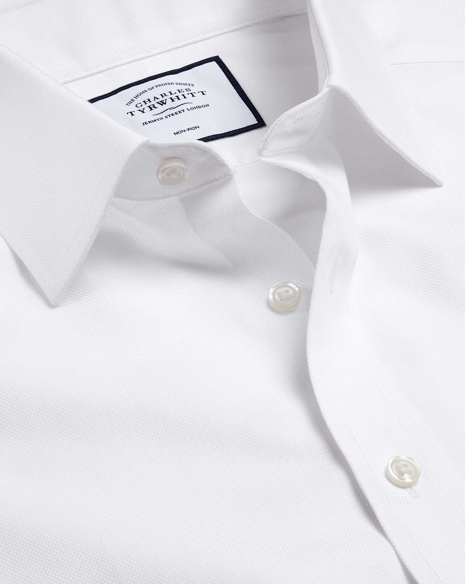 Charles Tyrwhitt Non-iron Royal Oxford Cotton Dress Shirt In White