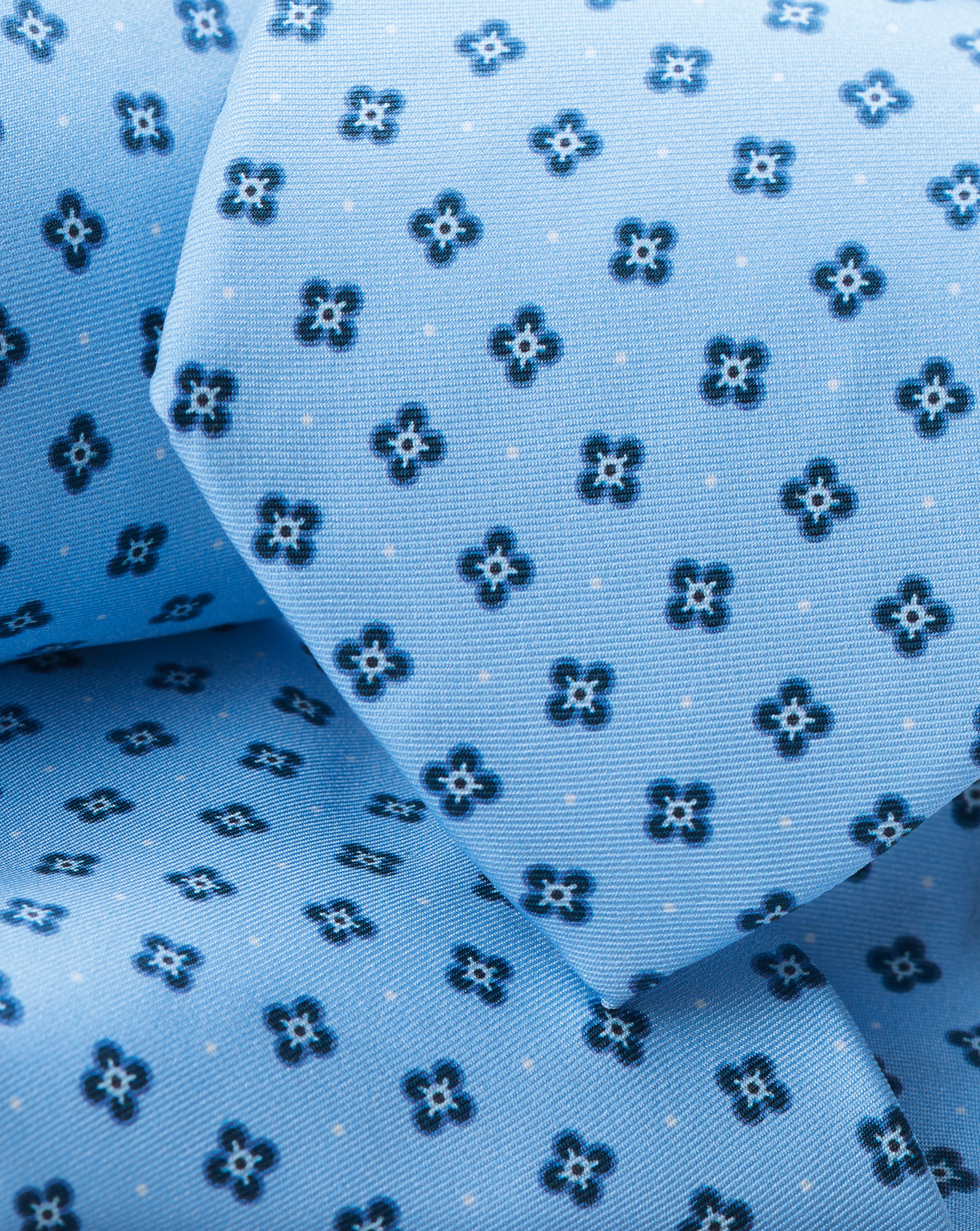 Medallion Print Silk Tie - Sky Blue