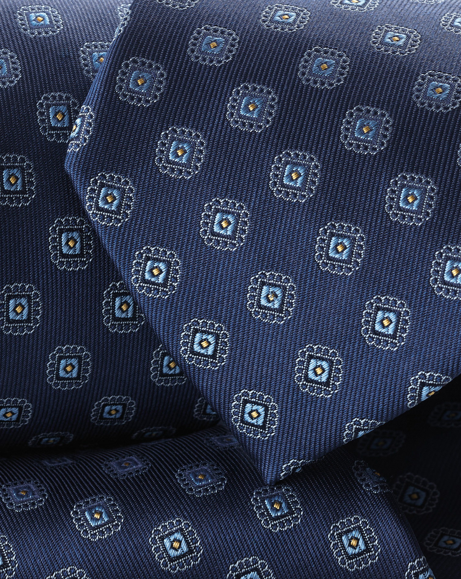 Medallion Silk Pattern Tie - French Blue