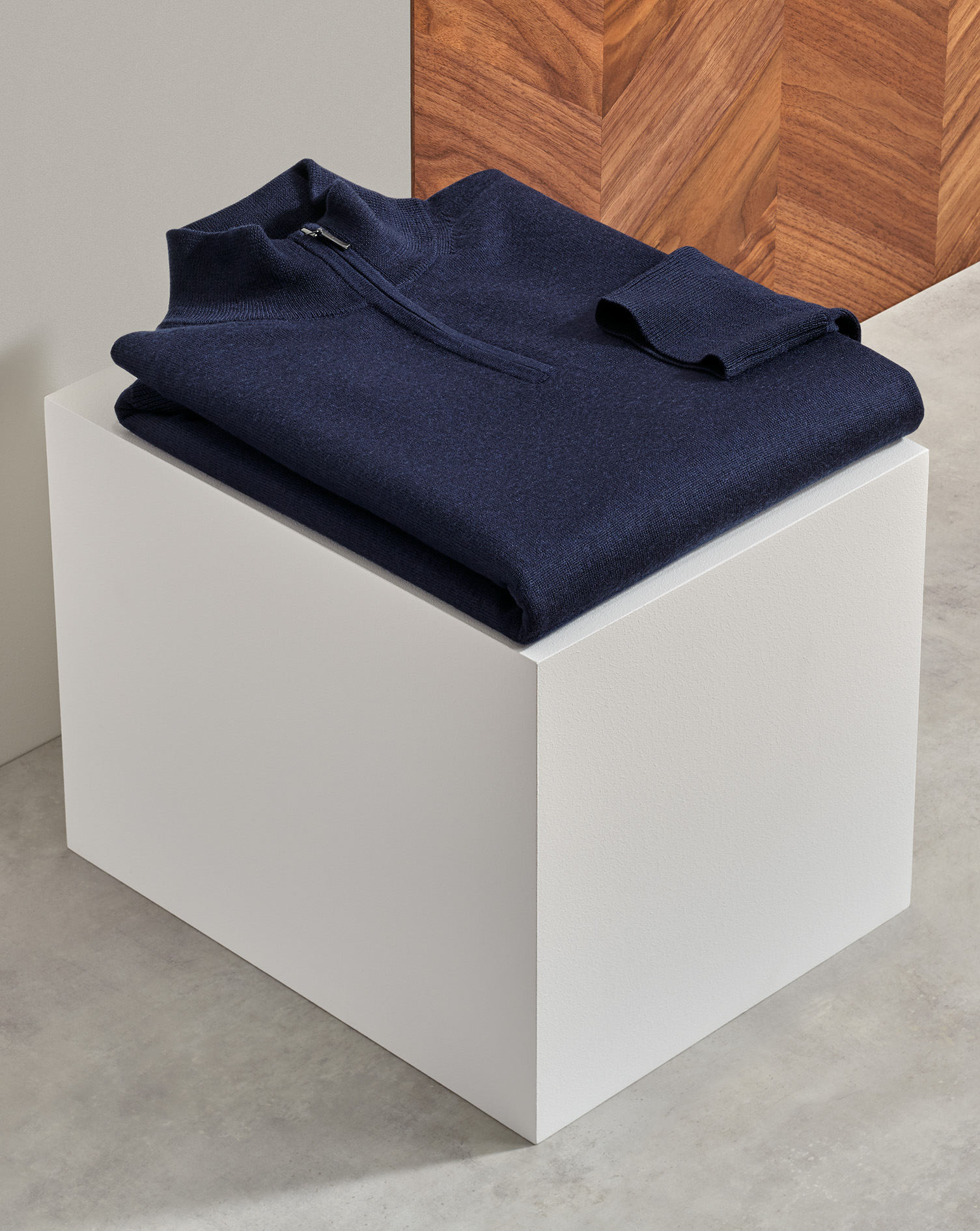 Merino Zip Neck Jumper - Navy