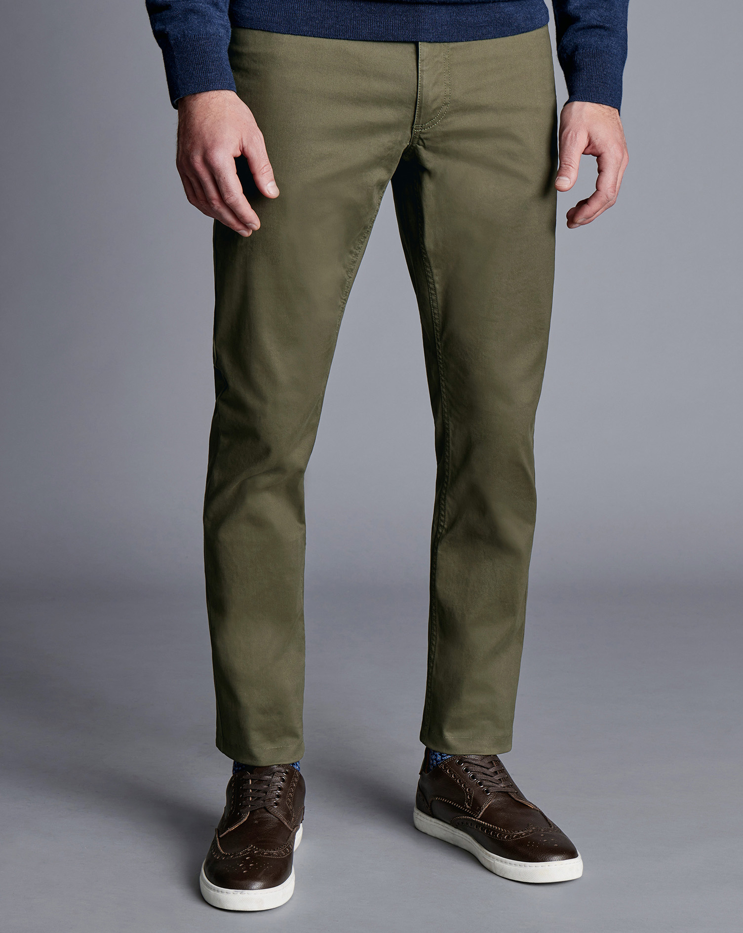 Twill 5 Pocket Jeans - Olive Green