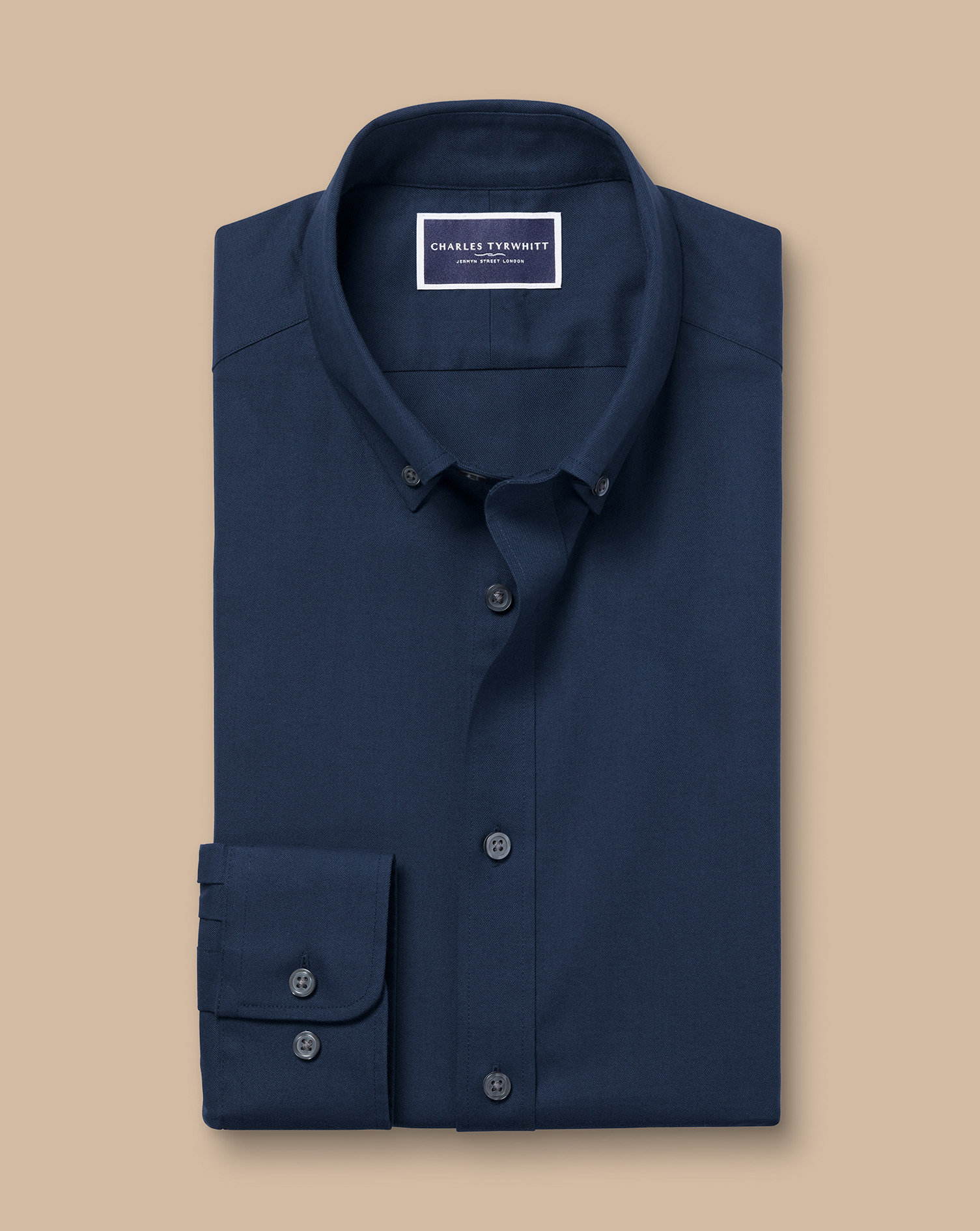 Button-Down Collar Brushed Cotton Twill Shirt - Indigo Blue