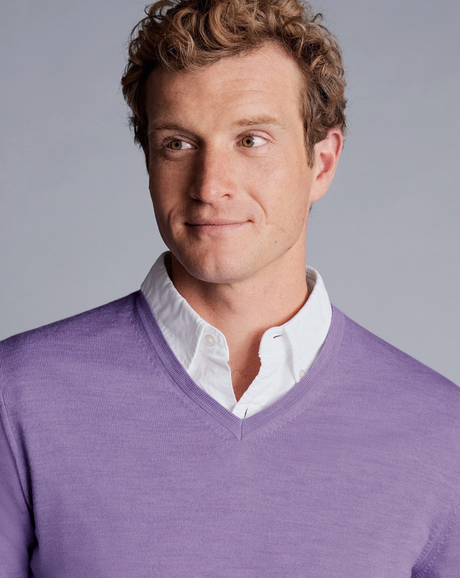 Merino V-Neck Jumper - Lavender Purple