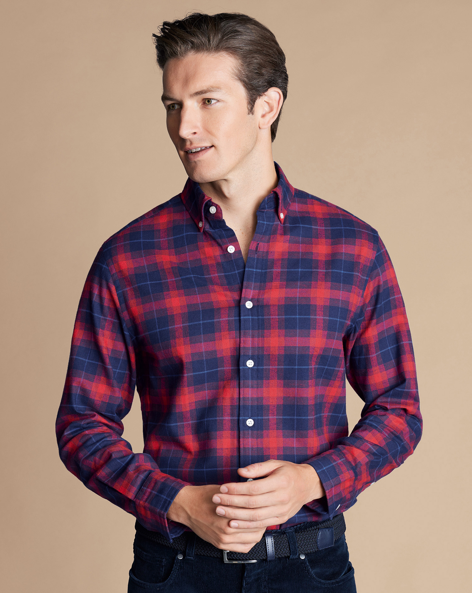 Brushed Flannel Check Shirt - Red