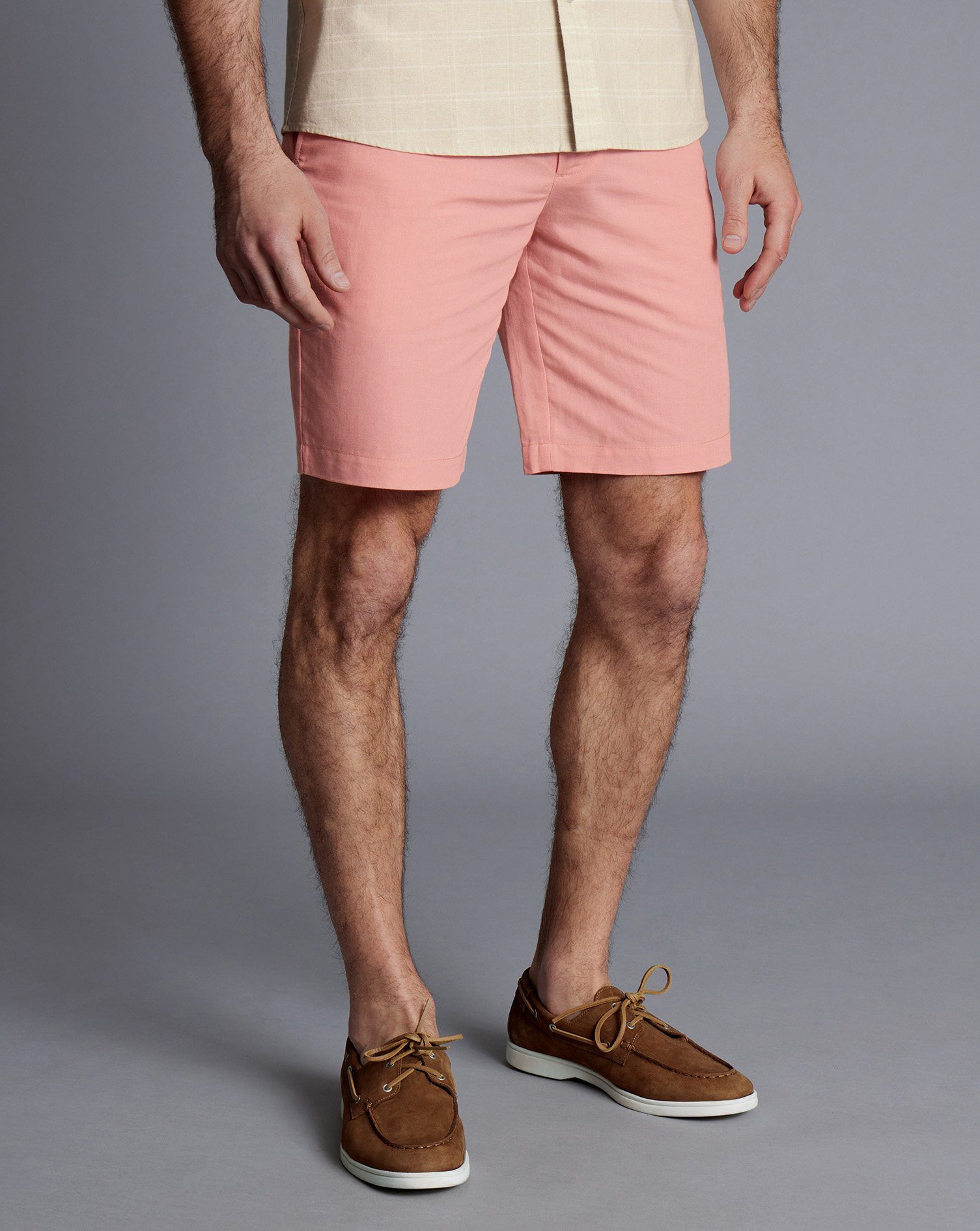 Cotton Linen Shorts - Light Coral Pink