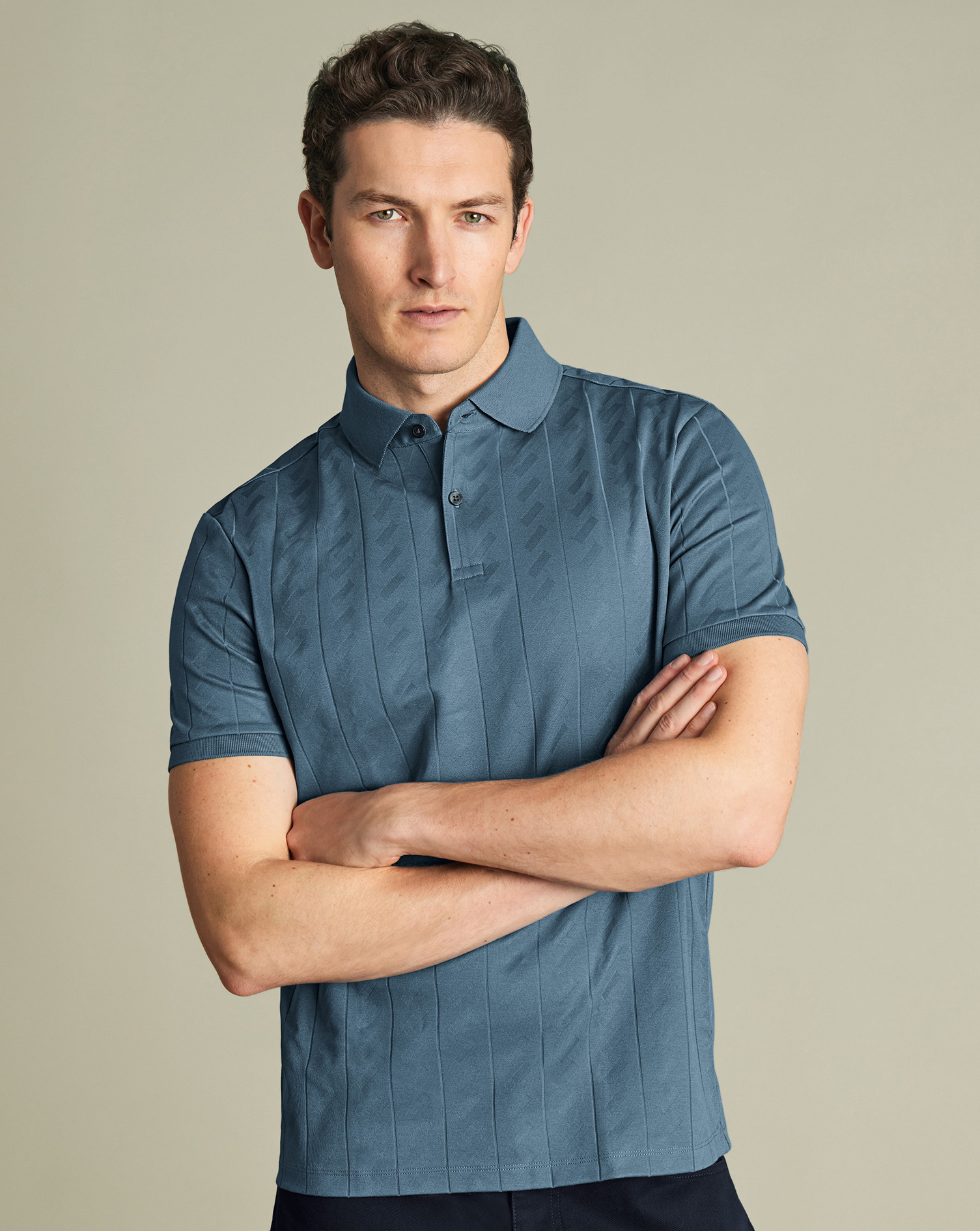 Charles Tyrwhitt Strukturiertes Polo - Airforceblau