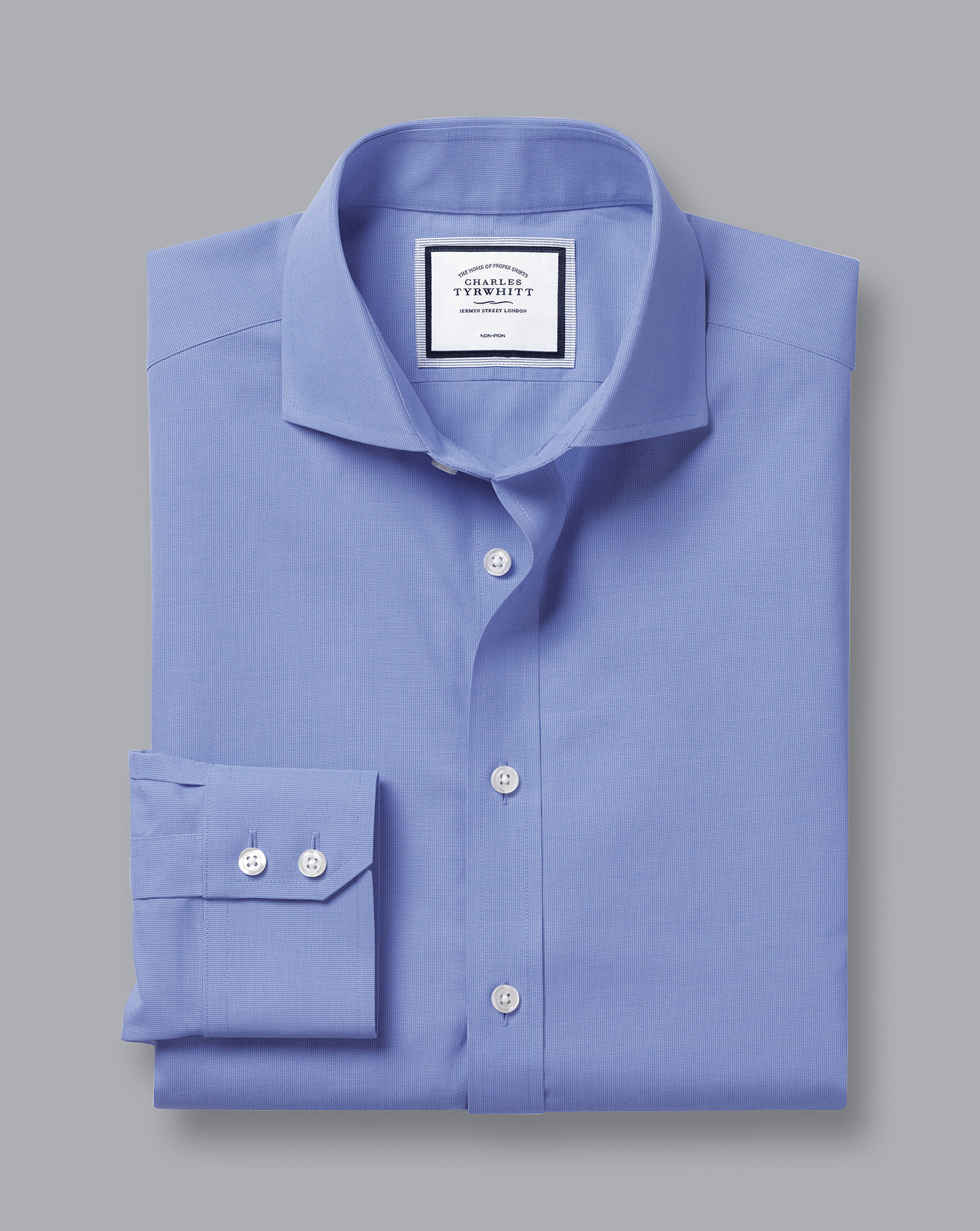 Cutaway Collar Non-Iron Poplin Shirt - Ocean Blue