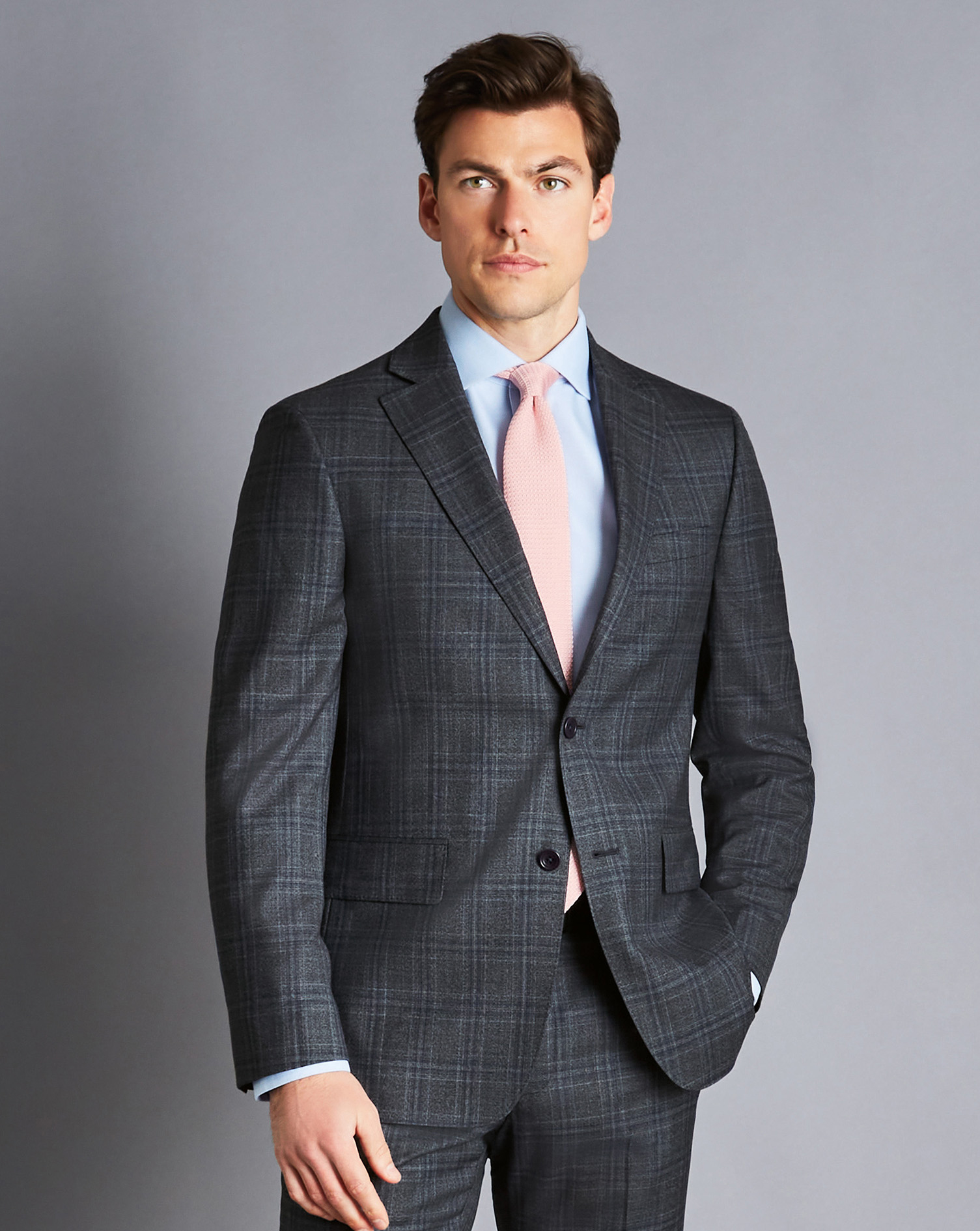 Ultimate Performance Prince of Wales Check Suit Jacket - Steel Blue