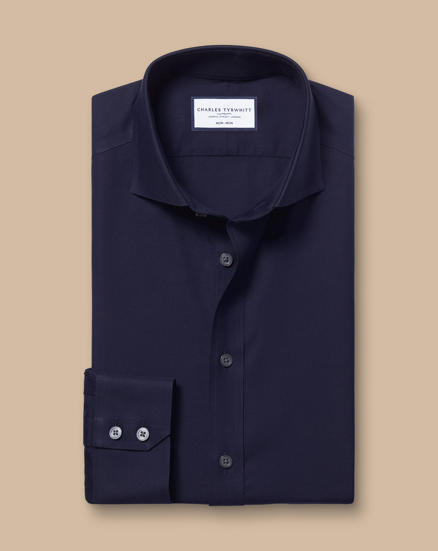 Cutaway Collar Non-Iron Twill Shirt - Navy