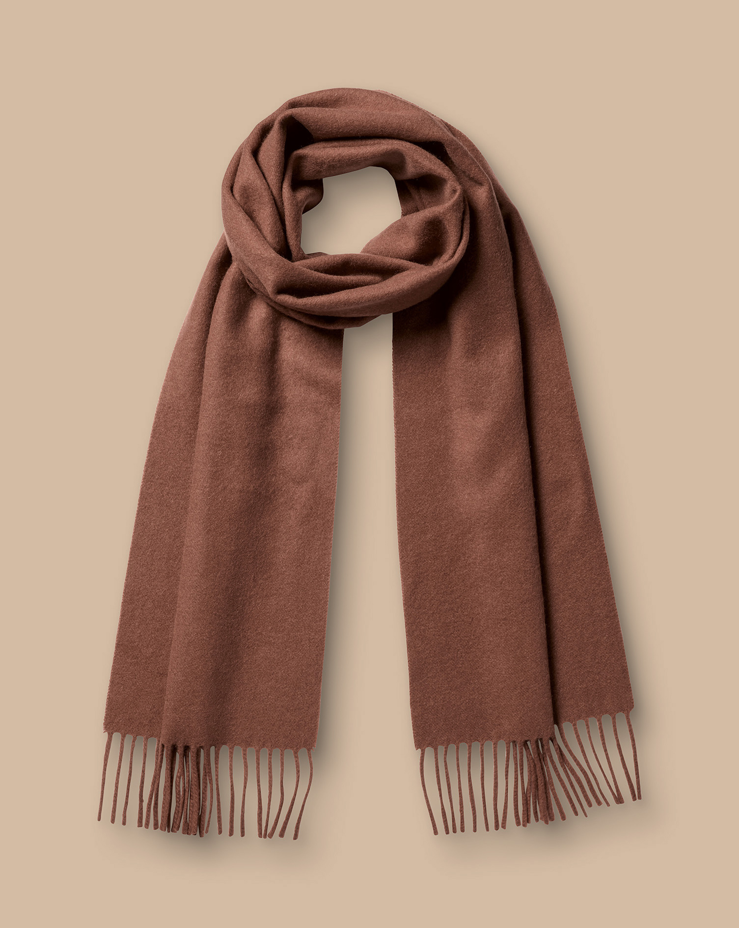 Cashmere Herringbone Scarf - Camel