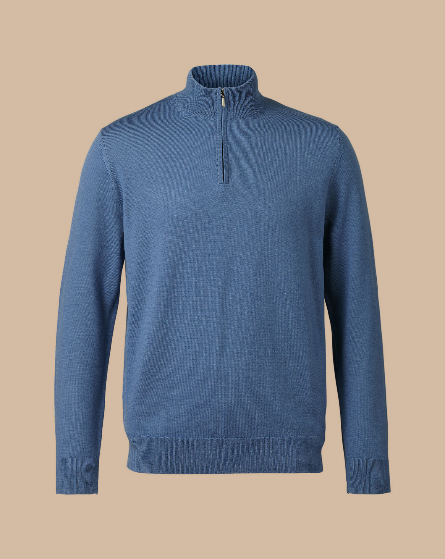 Merino Zip Neck Jumper - Steel Blue