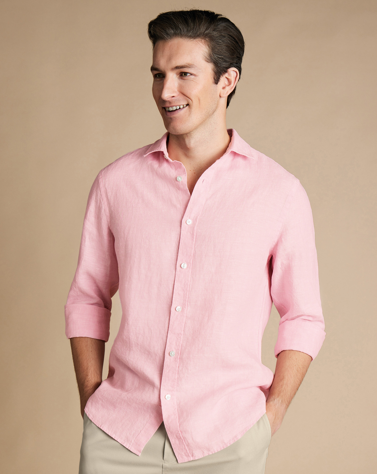 Pure Linen Shirt - Pink