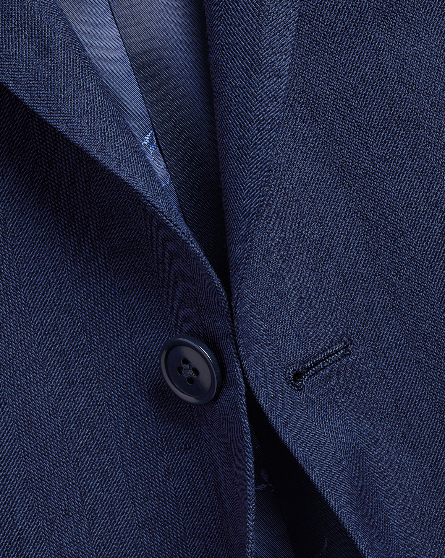 Herringbone Wool Linen Silk Jacket - Ink Blue