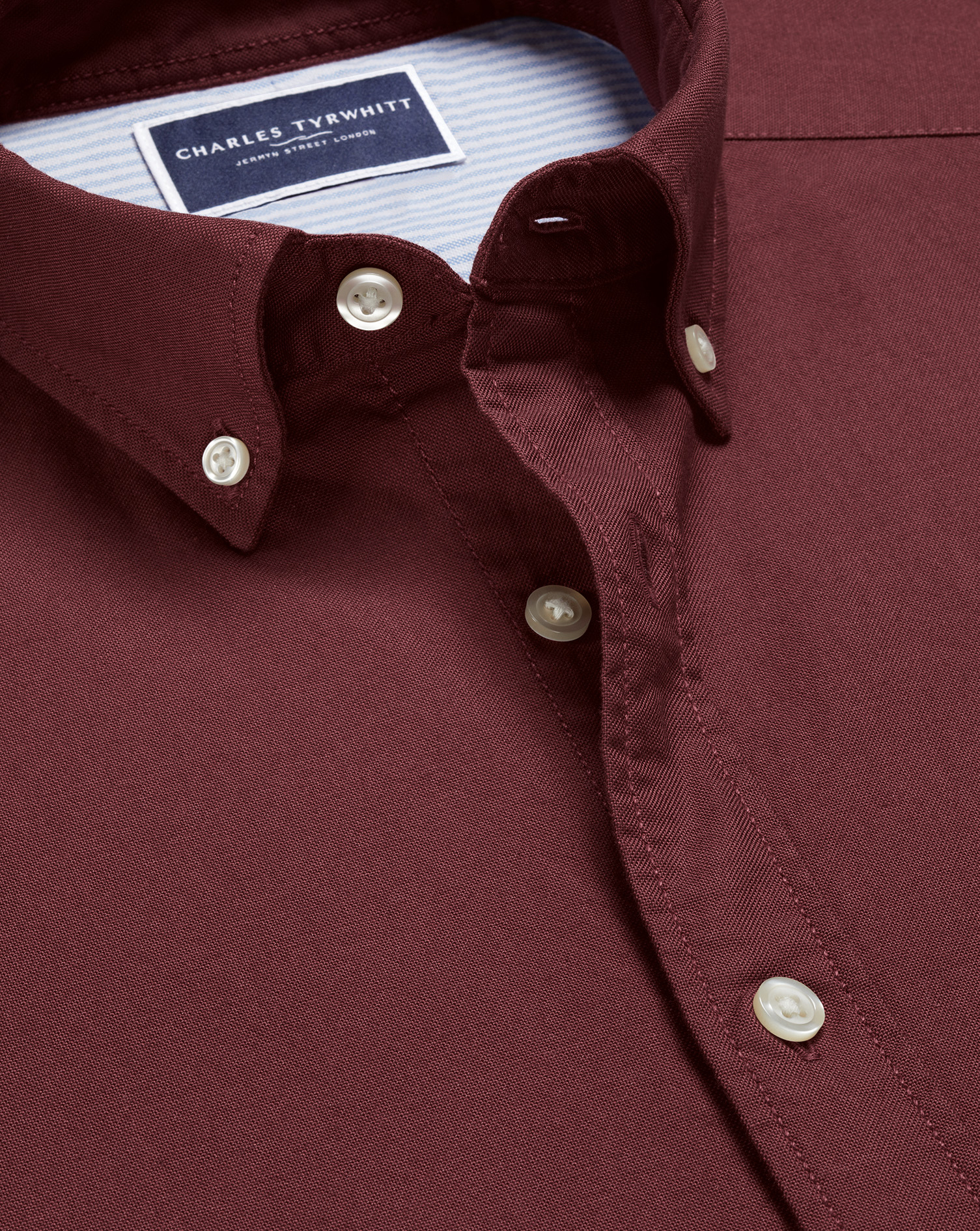 Button-Down Collar Stretch Washed Oxford Shirt - Claret Pink