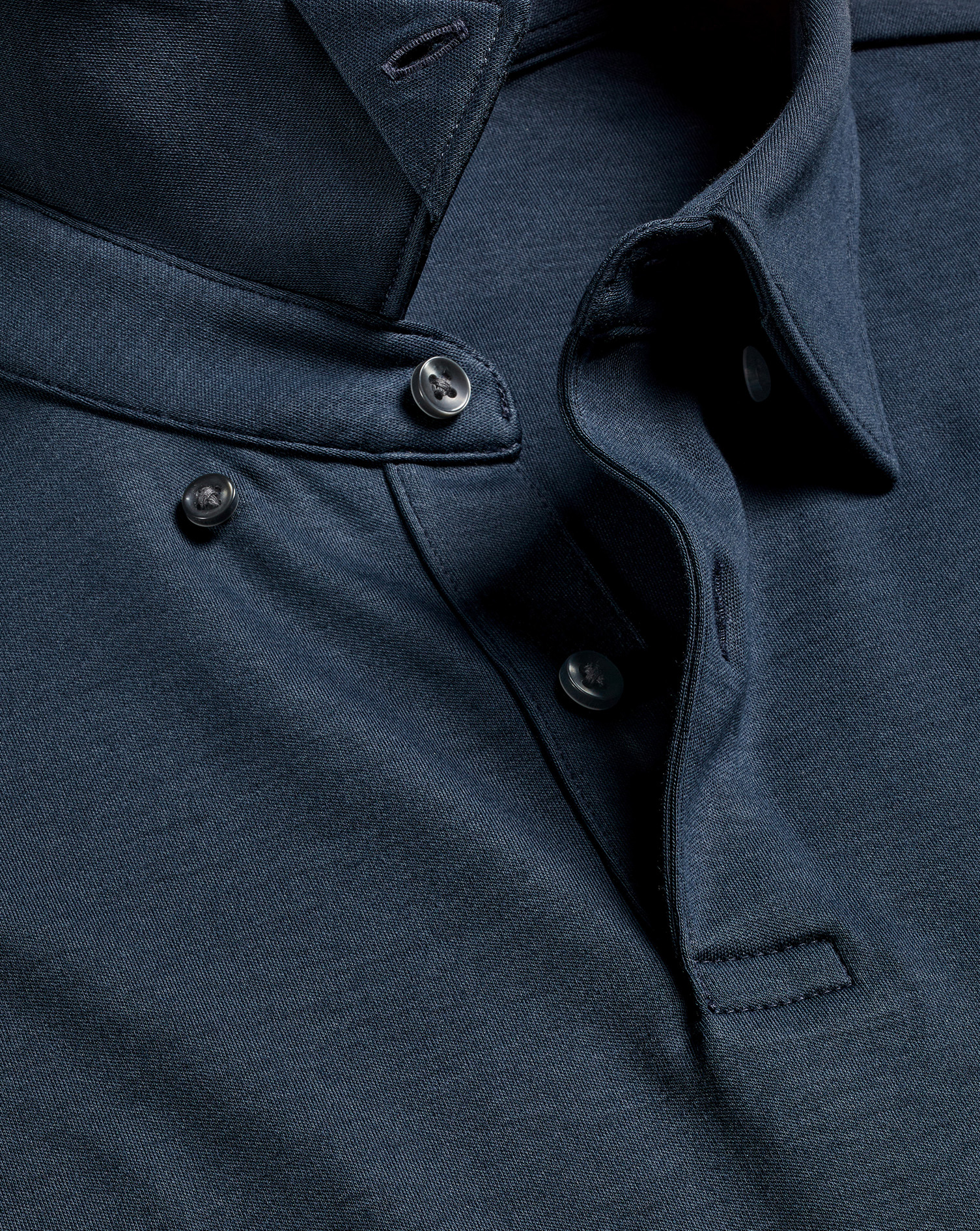 Charles Tyrwhitt Men's  Long Sleeve Smart Jersey Polo Shirt In Blue