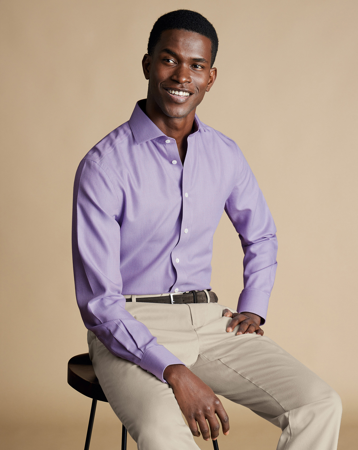 Cutaway Collar Non-Iron Mayfair Weave Shirt - Lilac Purple