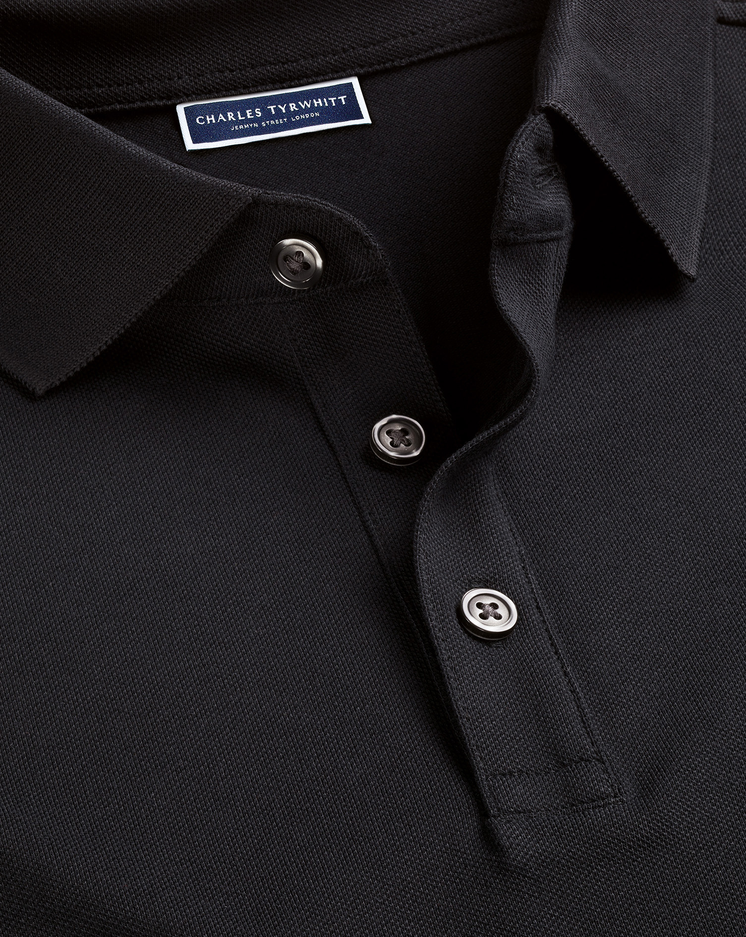 Charles Tyrwhitt Tyrwhitt Pique Cotton Polo Shirt In Black