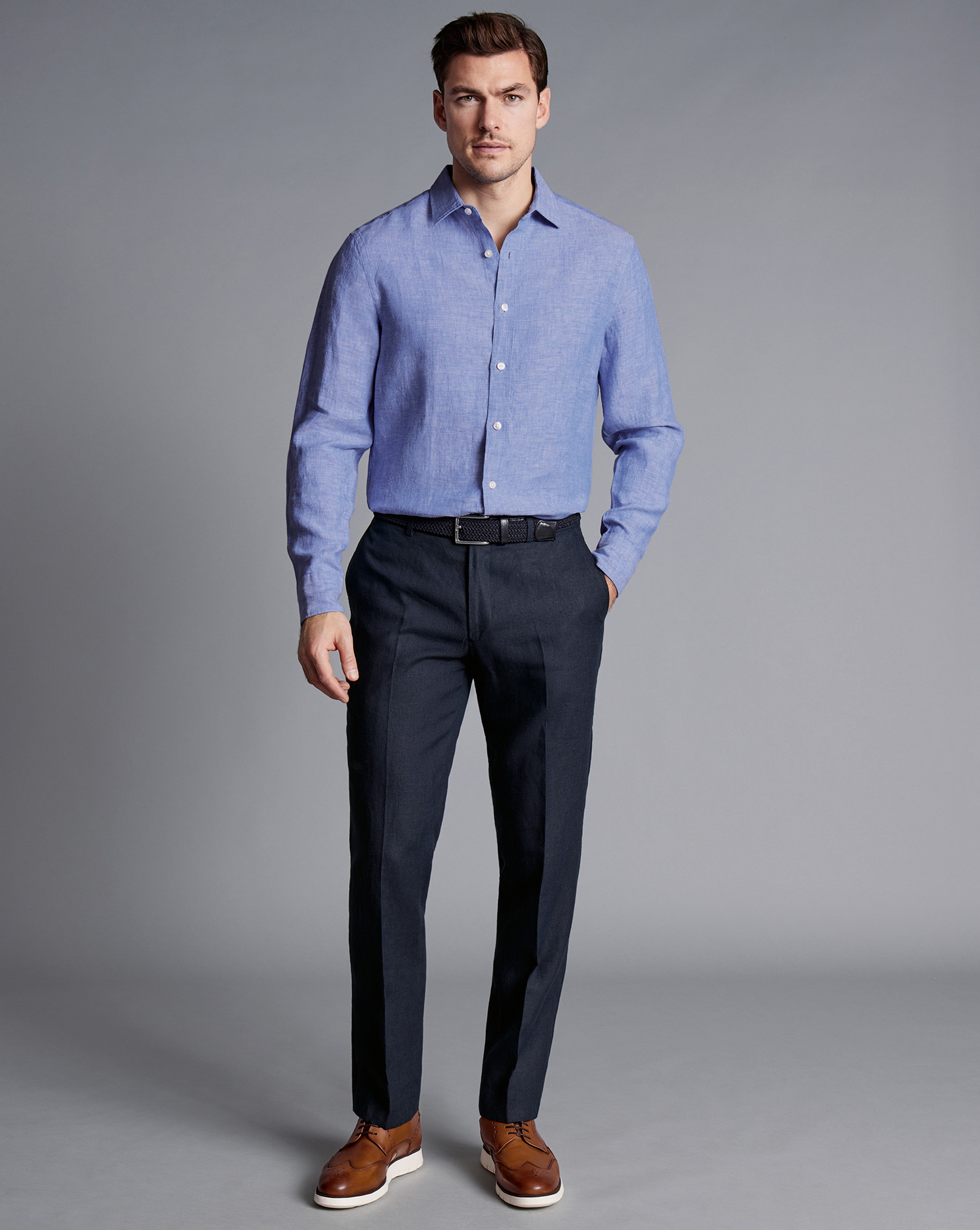 Linen Trousers - Dark Navy