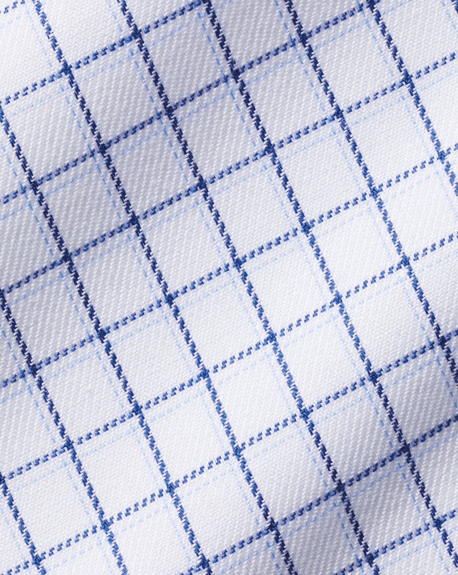 Cutaway Collar Non-Iron Twill Twin Check Shirt- Royal Blue