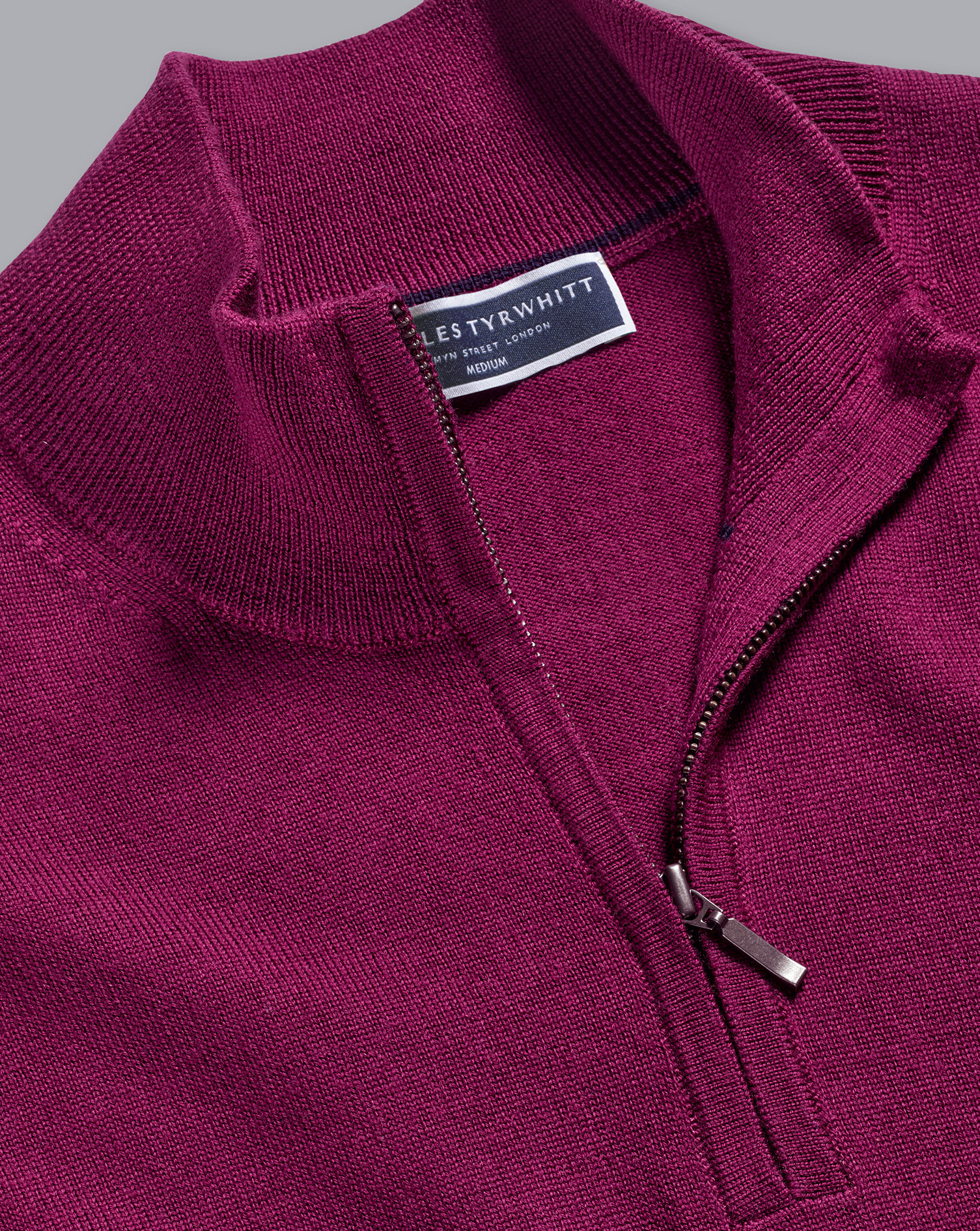 Merino Zip Neck Jumper - Dark Pink