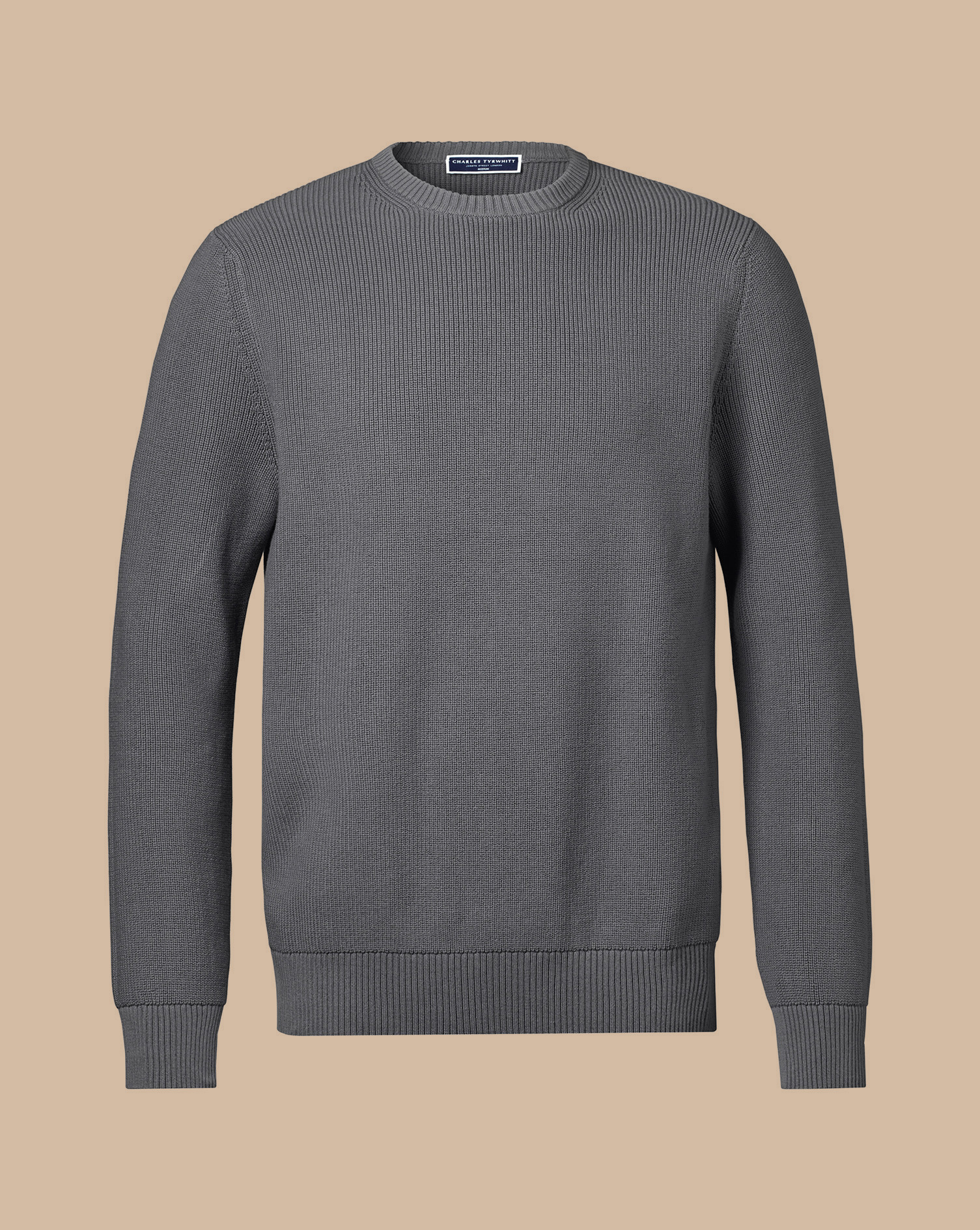 Cotton Rib Crew Neck Jumper - Flint Grey