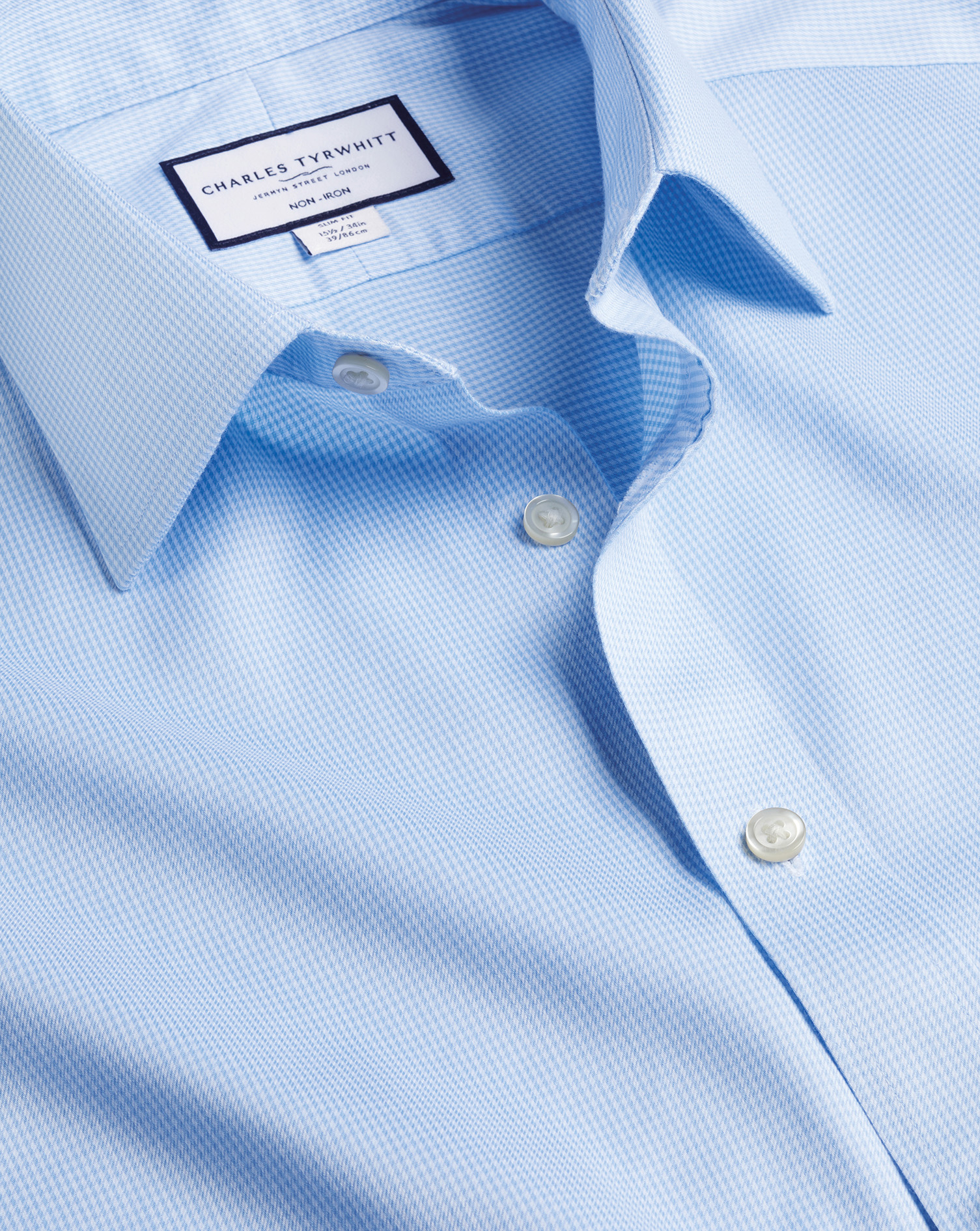 Shop Charles Tyrwhitt Men's  Non-iron Puppytooth Dress Shirt In Blue