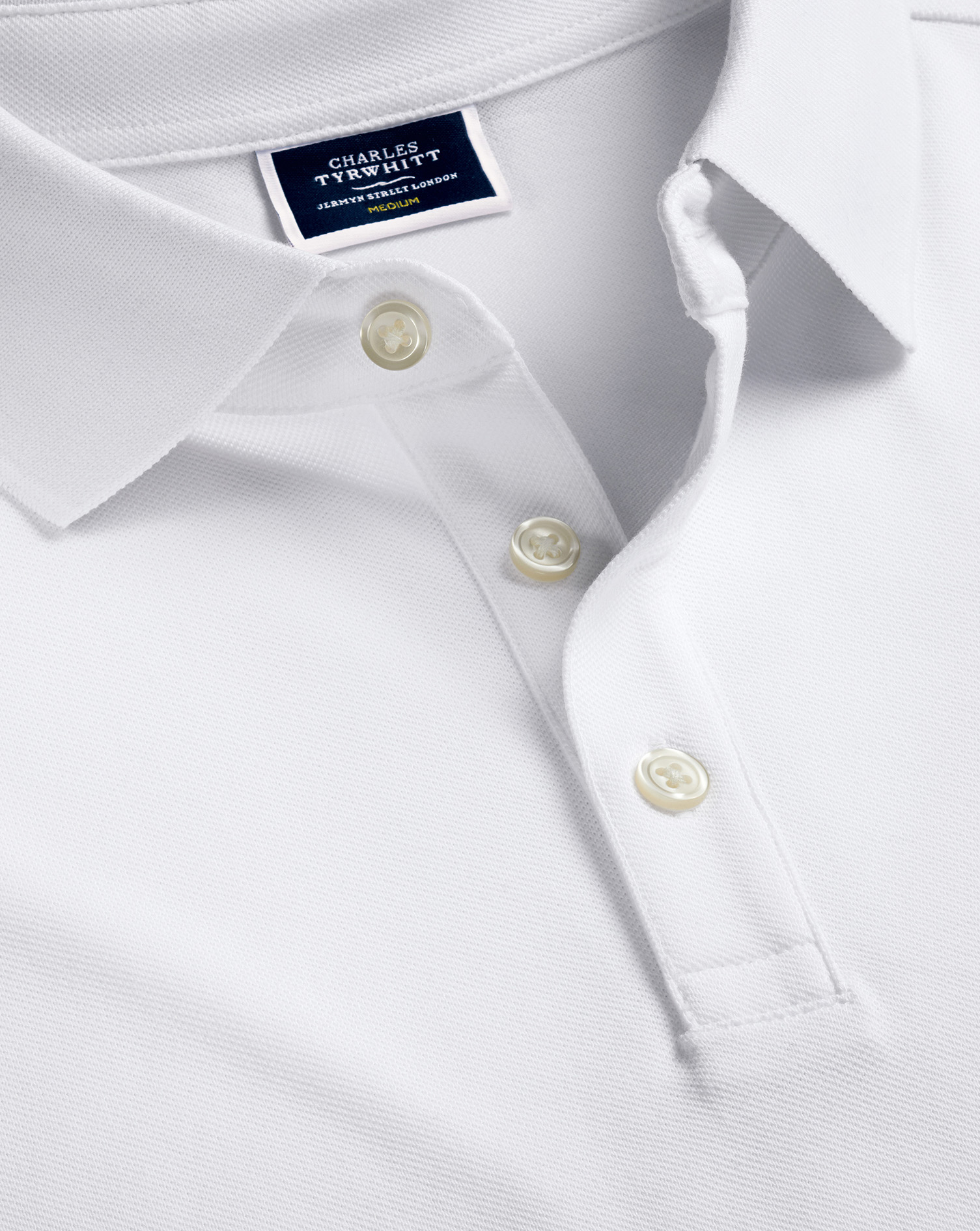 Long Sleeve Tyrwhitt Pique Polo - White