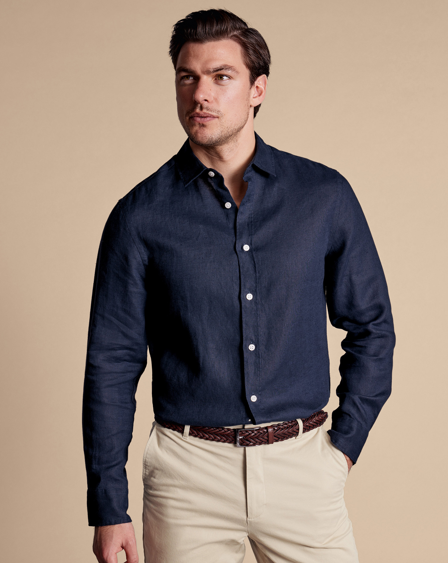 Pure Linen Shirt - Navy