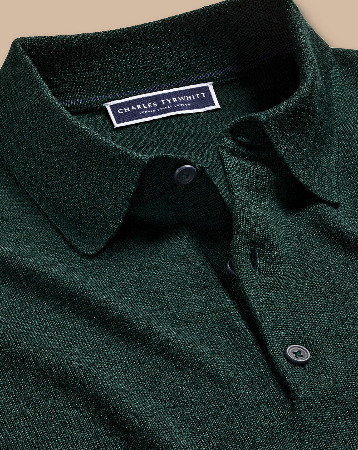 Merino Polo Jumper - Forest Green