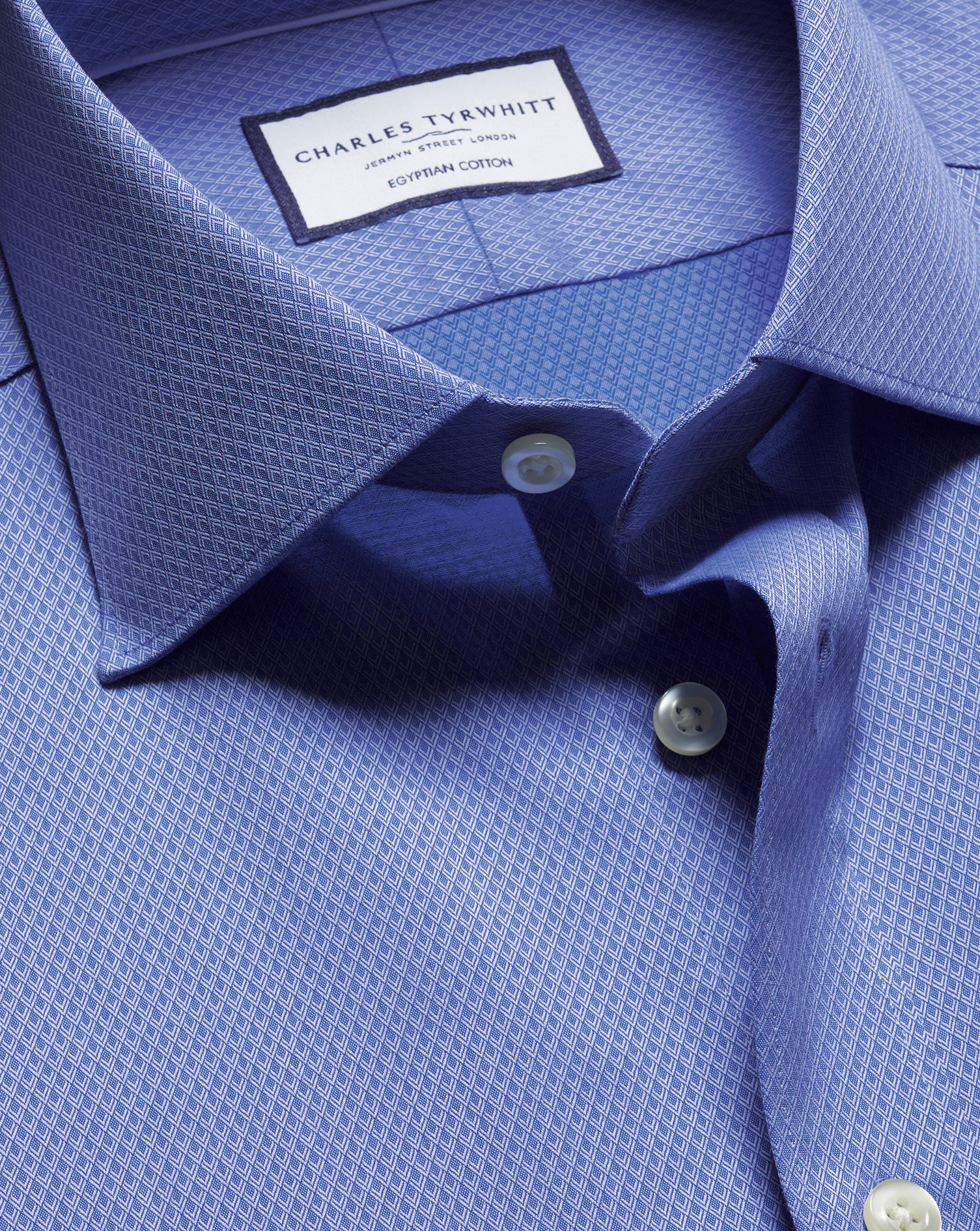 Charles Tyrwhitt Luxuriöses Hemd in Ascot-Bindung - Indigoblau Knopfmanschette