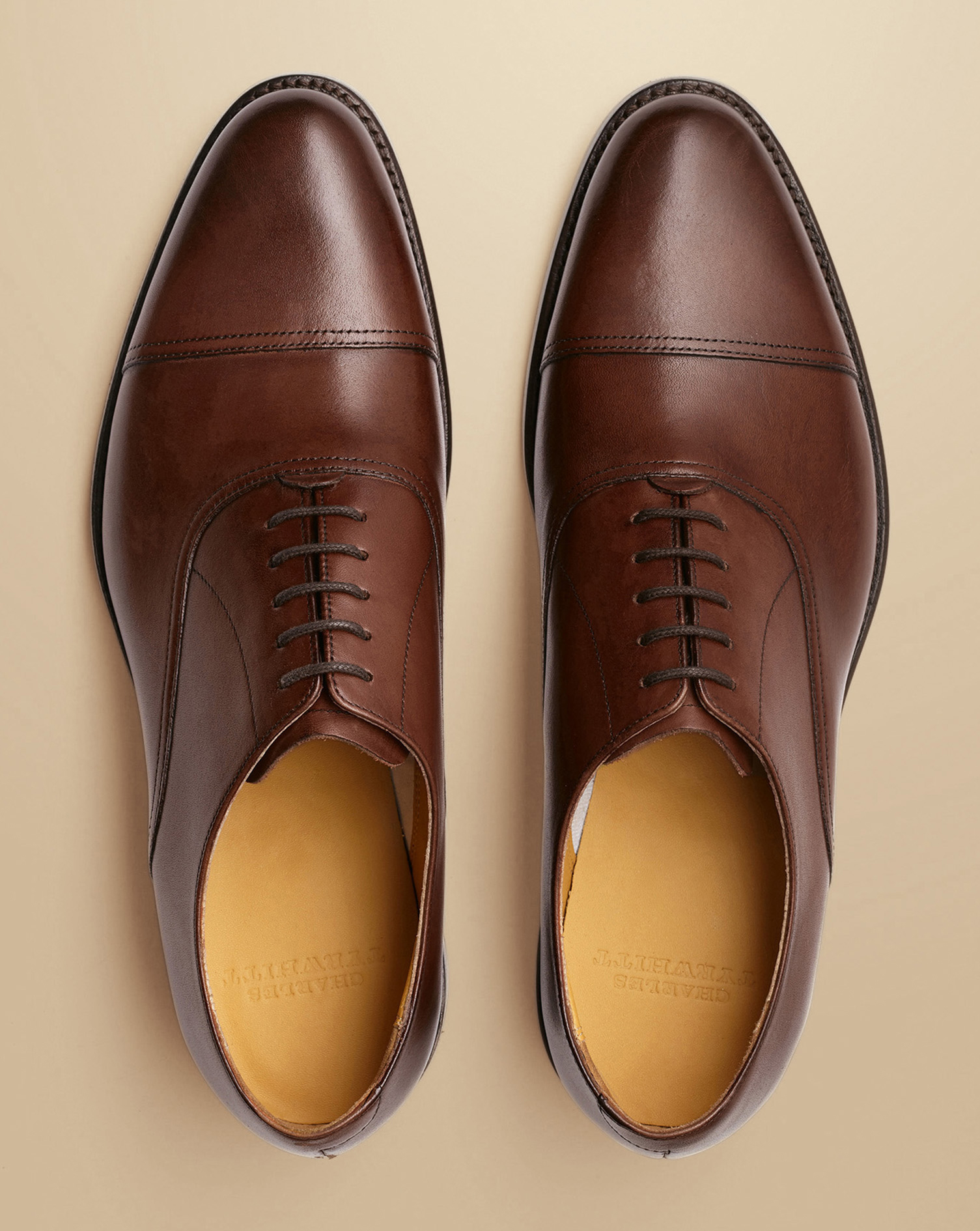 Leather Oxford Shoes - Chestnut Brown