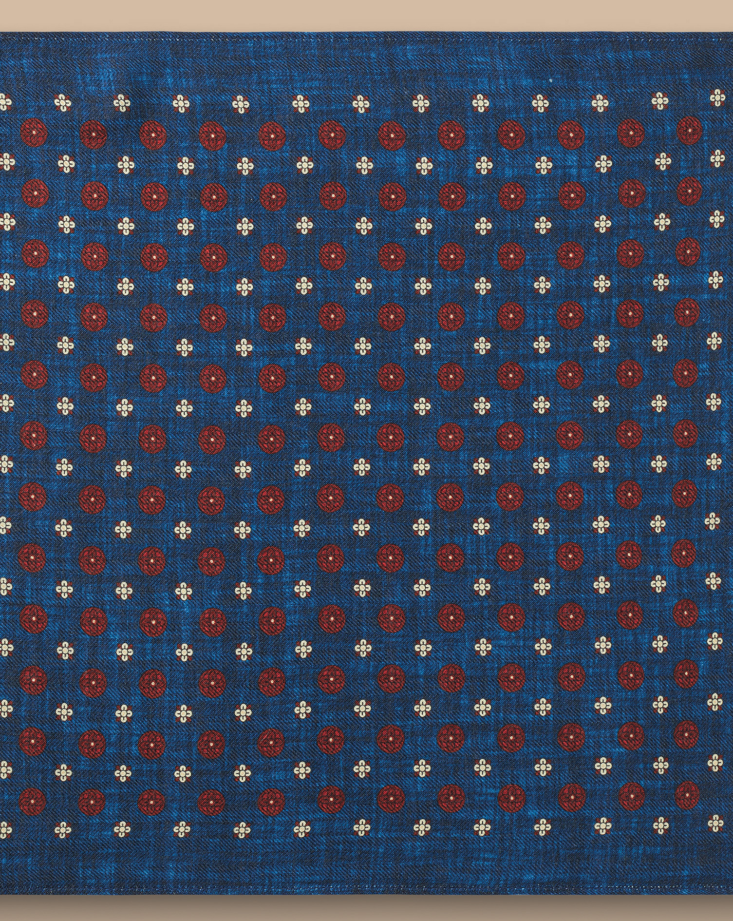 Medallion Silk Wool Pocket Square - Royal Blue