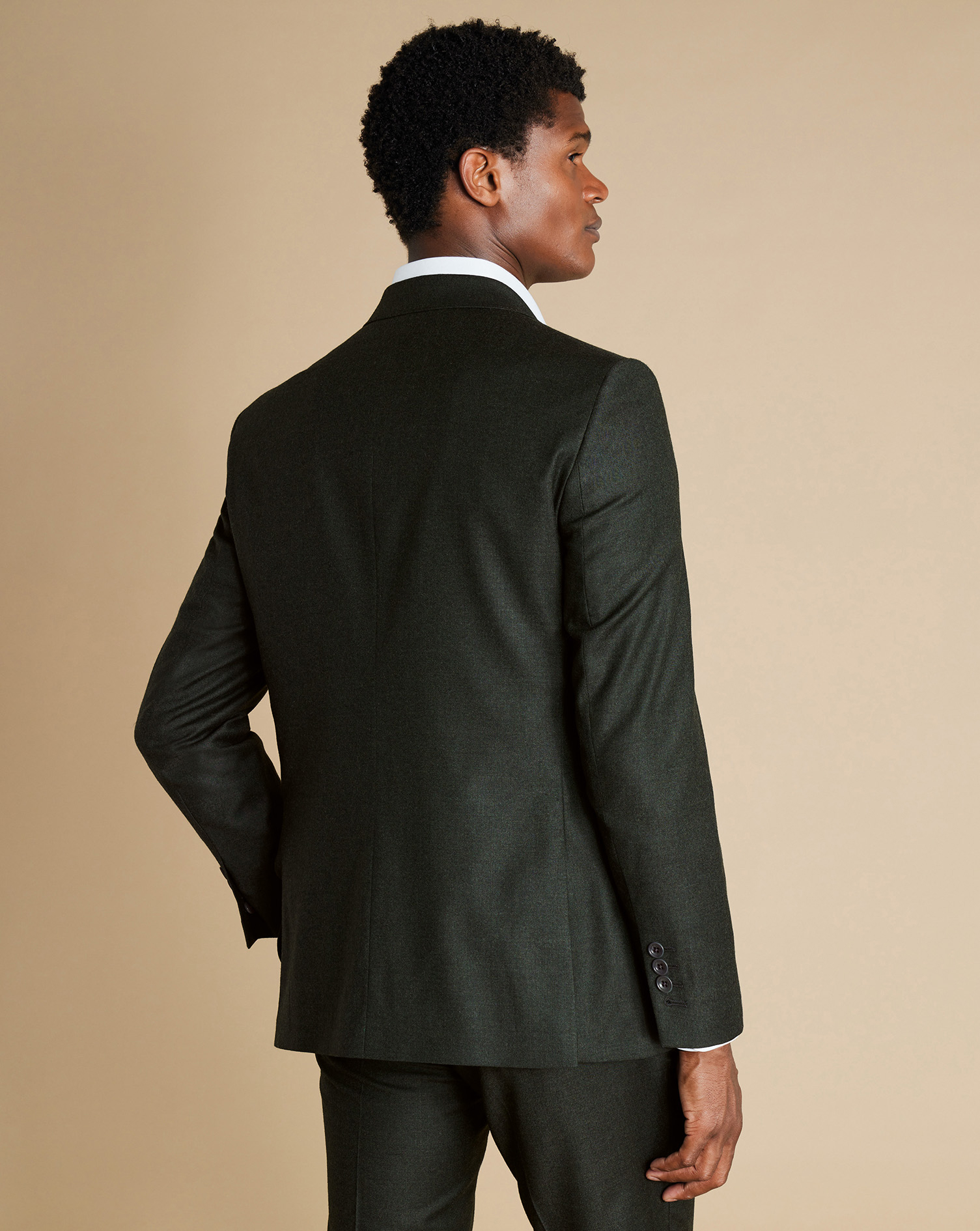 Italian Flannel Suit Jacket  - Forest Green