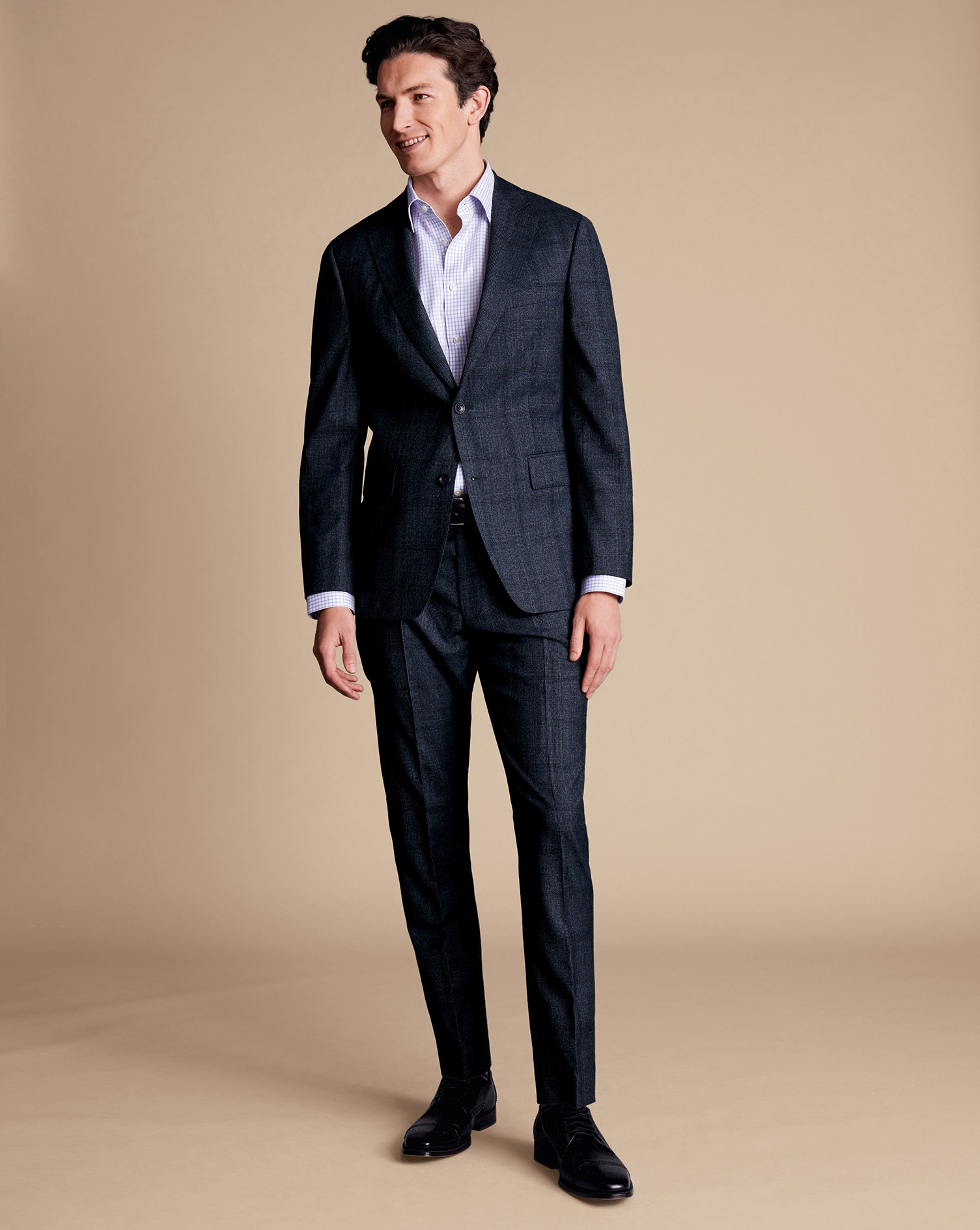 Check Suit Jacket - Denim Blue