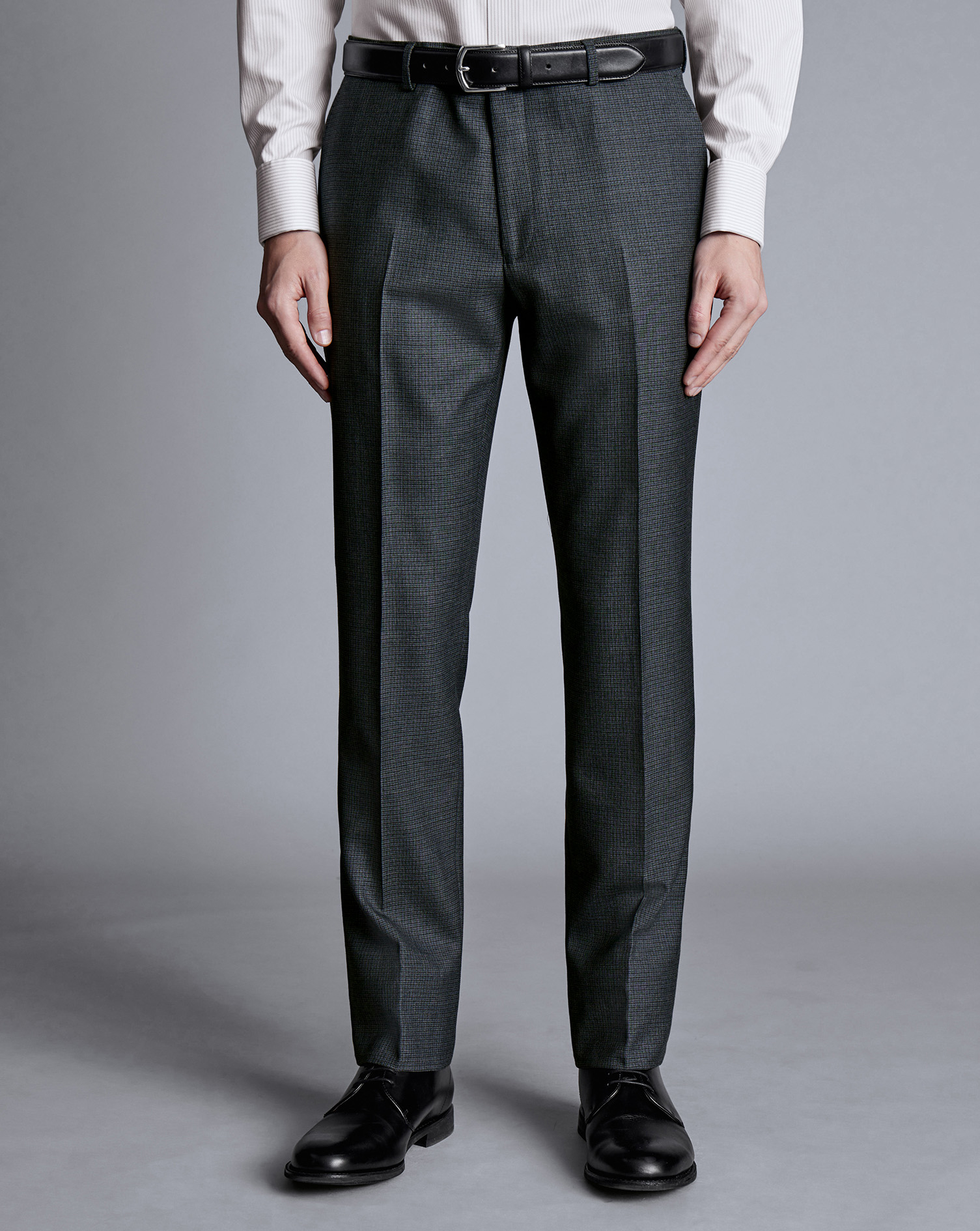 Micro Check Suit Trousers - Dark Grey