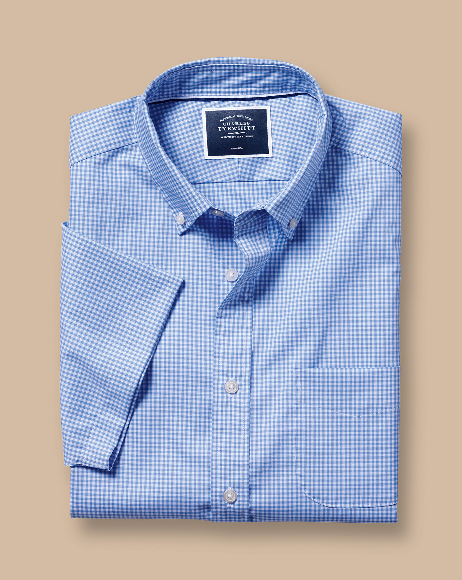 Non-Iron Stretch Short Sleeve Shirt - Ocean Blue