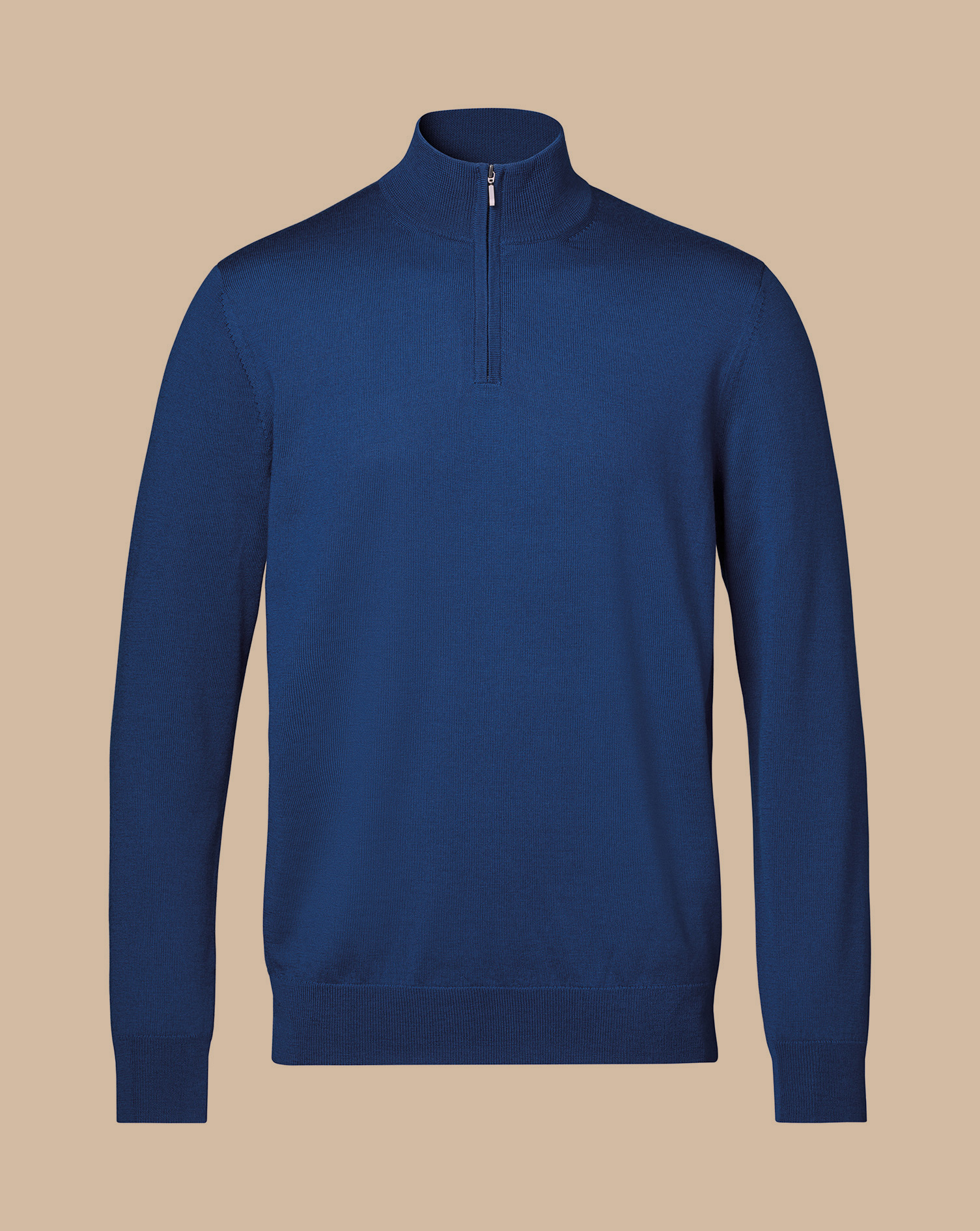 Merino Zip Neck Jumper - Ocean Blue