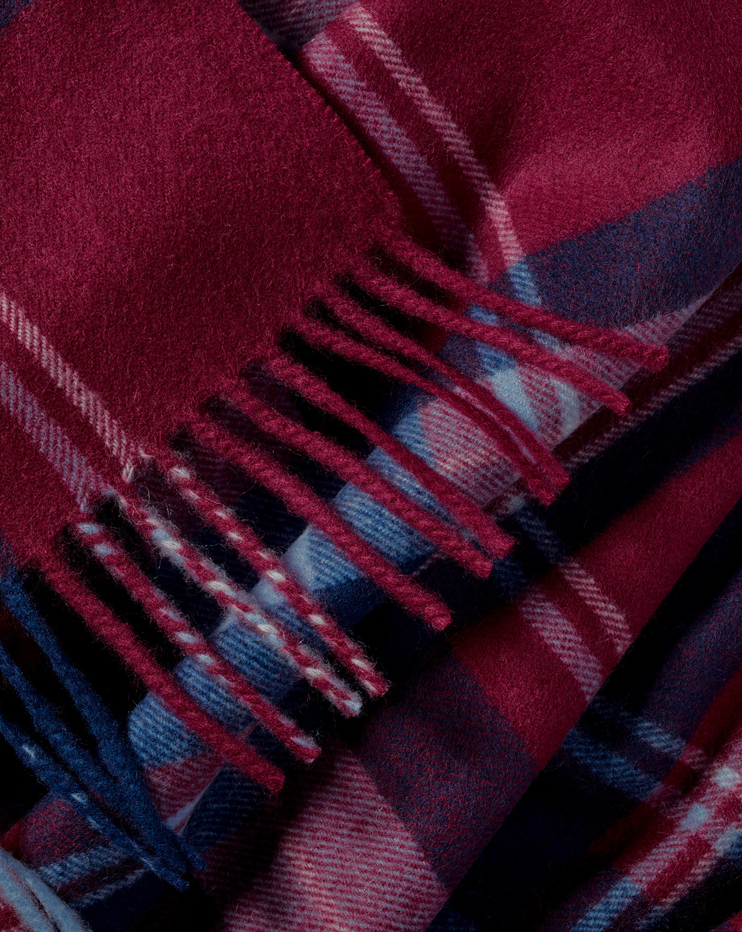 Cashmere Check Scarf - Dark Red