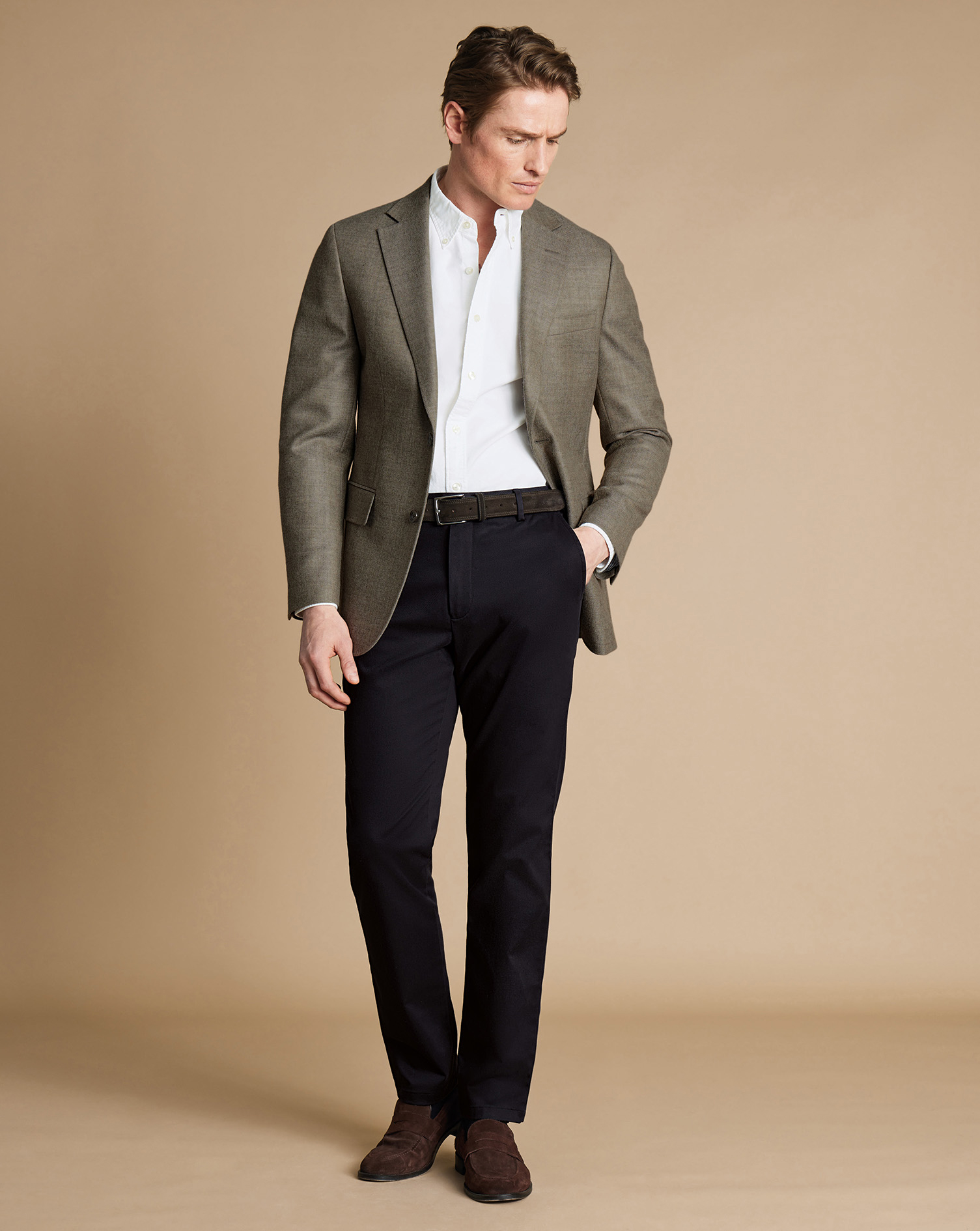 Wool Texture Twill Jacket - Stone