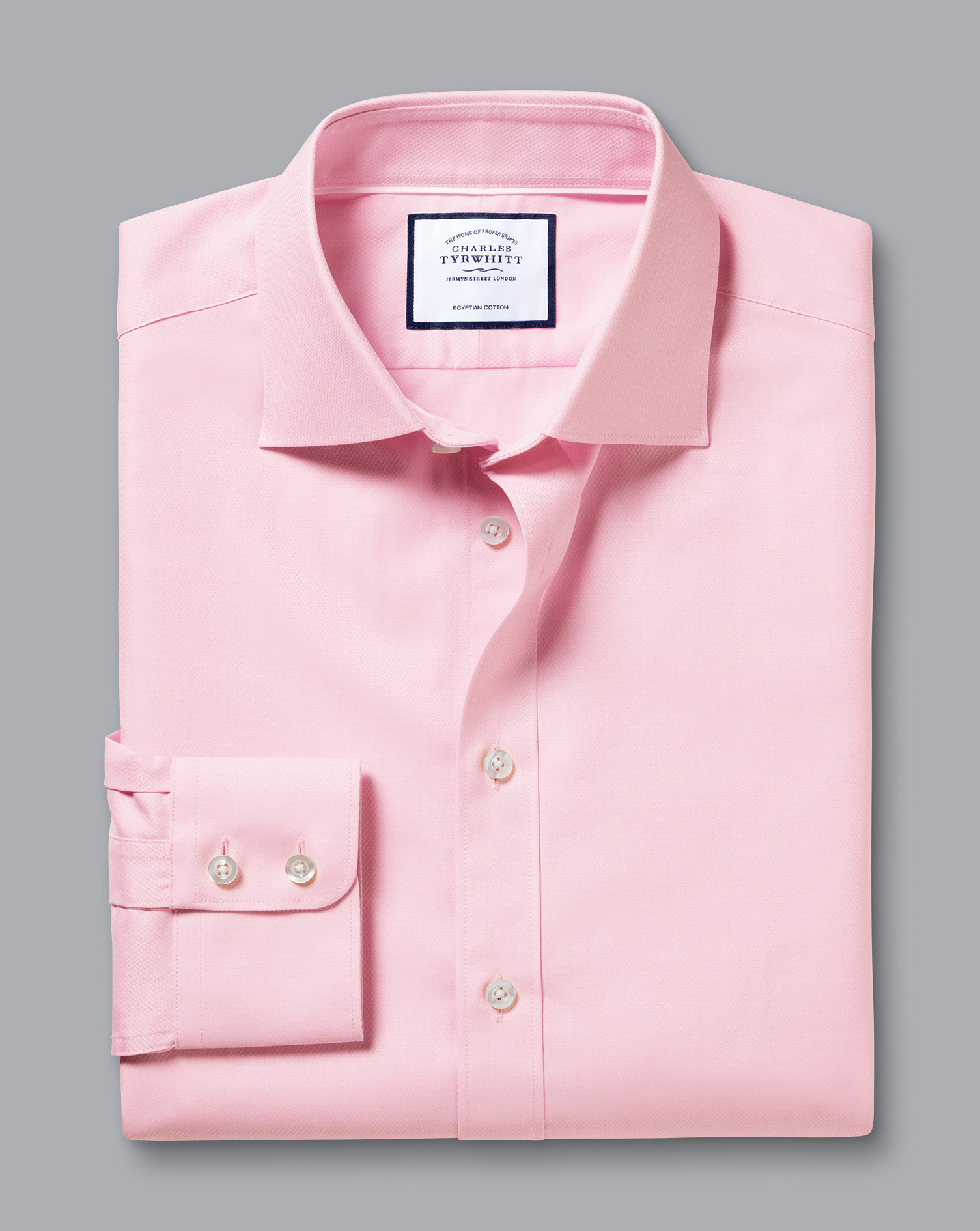 Semi-Cutaway Collar Egyptian Cotton Berkshire Weave Shirt - Pink