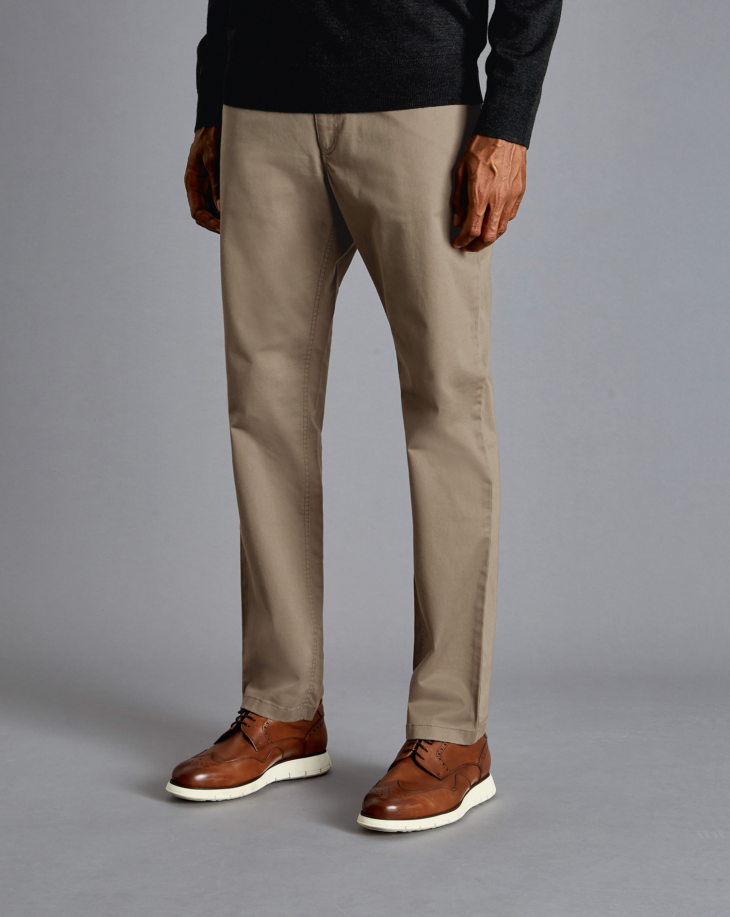 Cotton Stretch 5-Pocket Trousers - Mocha