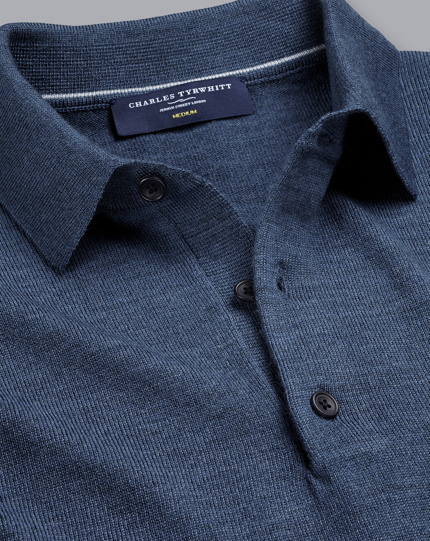 Merino Polo Jumper - Indigo