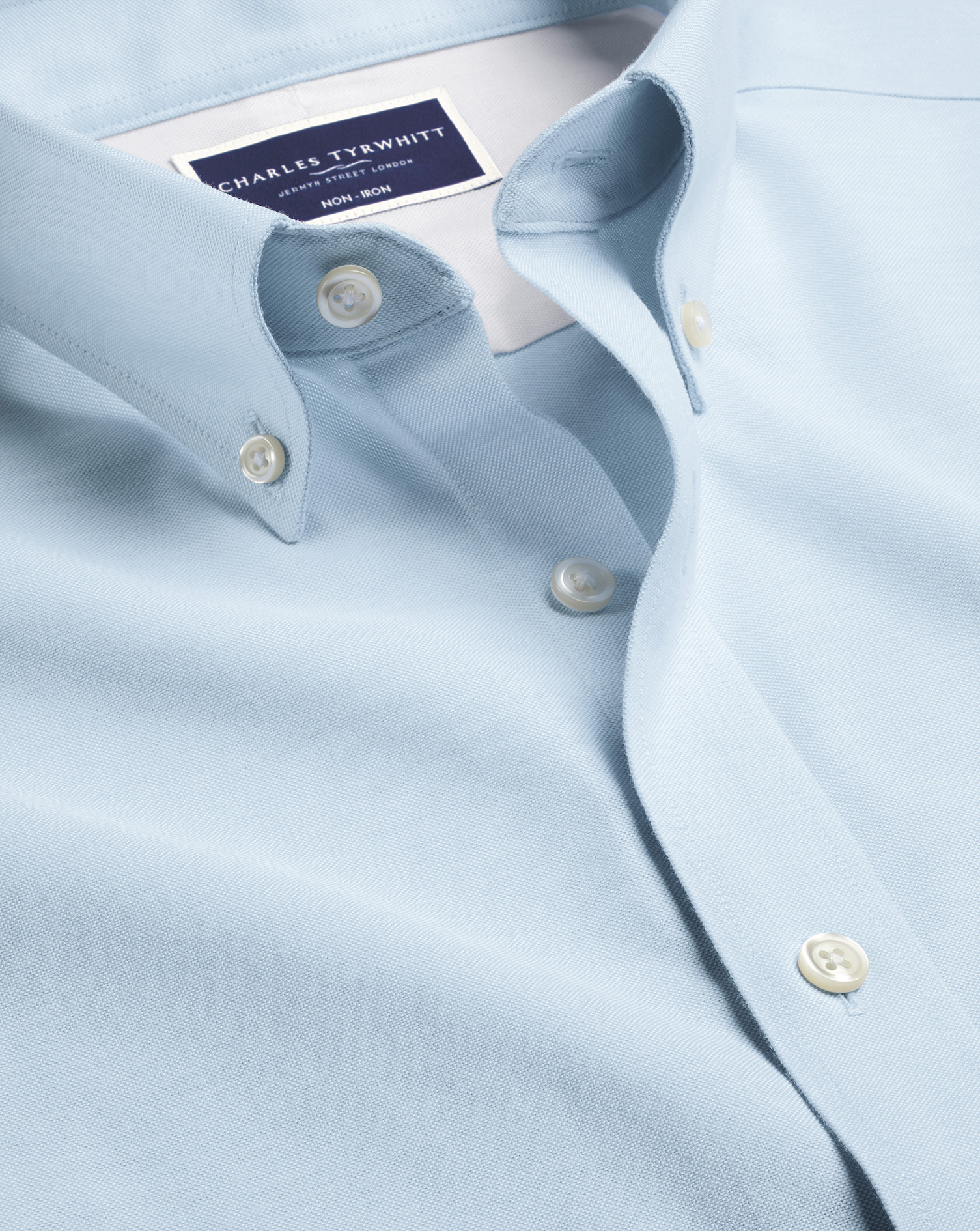 Button-Down Collar Non-Iron Stretch Oxford Shirt - Sky Blue